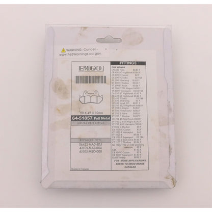 Emgo DISC BRAKE PAD FOR HONDA 43105-MA3-007 64-51857 OPEN BOX [MPN: 64-51857~1]_893050