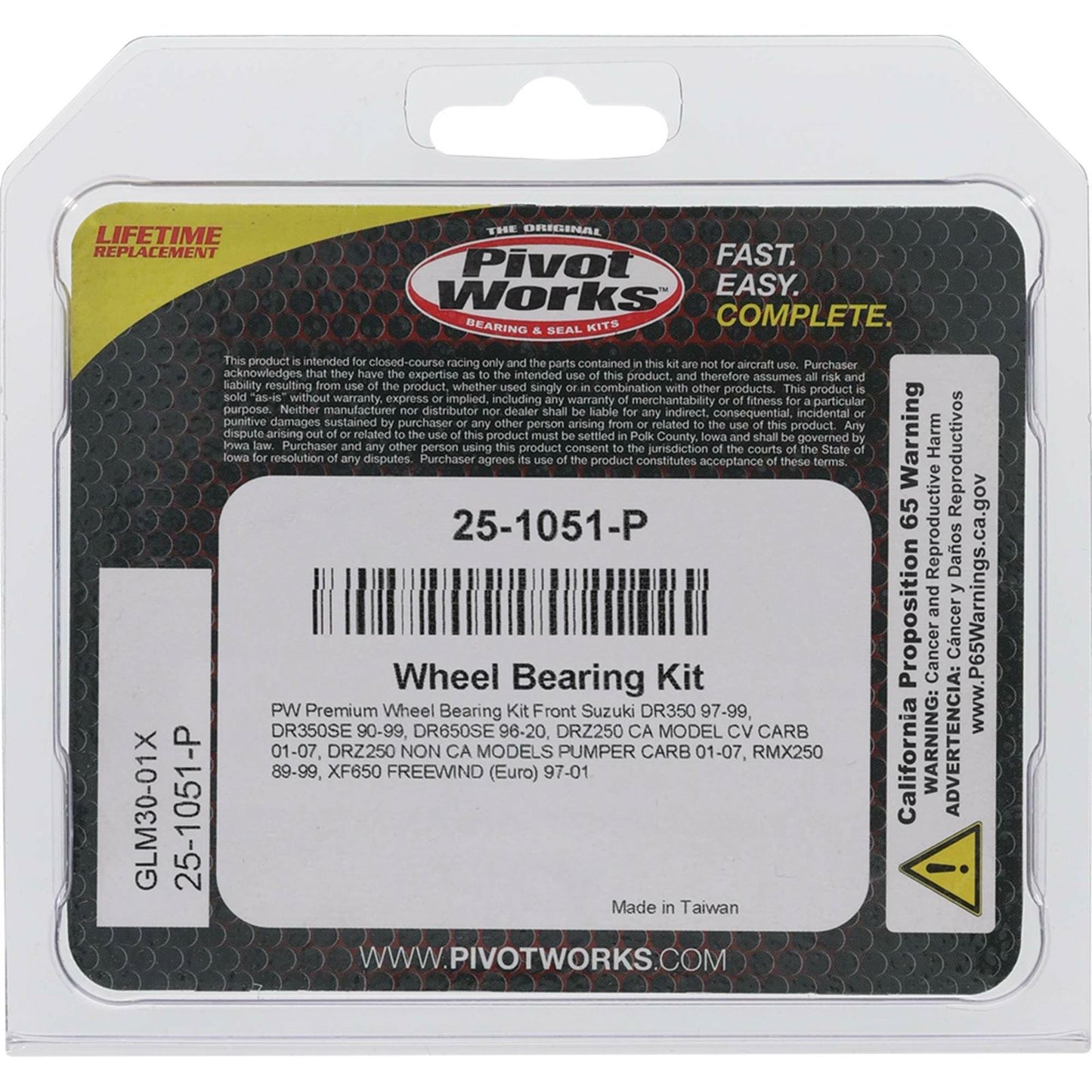 Pivot Works Wheel Bearing Kit Premium for Suzuki DR/RMX 25-1051-P_893154