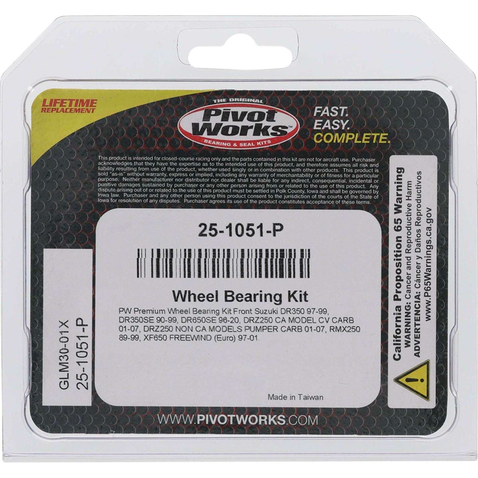 Pivot Works Wheel Bearing Kit Premium for Suzuki DR/RMX 25-1051-P_893154