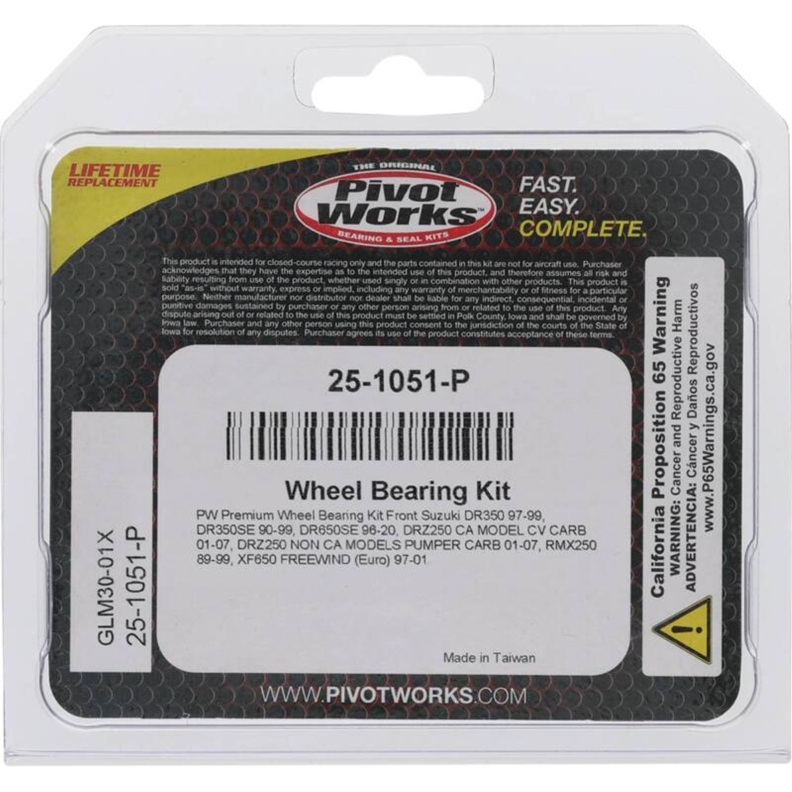 Pivot Works Wheel Bearing Kit Premium for Suzuki DR/RMX 25-1051-P_1691929