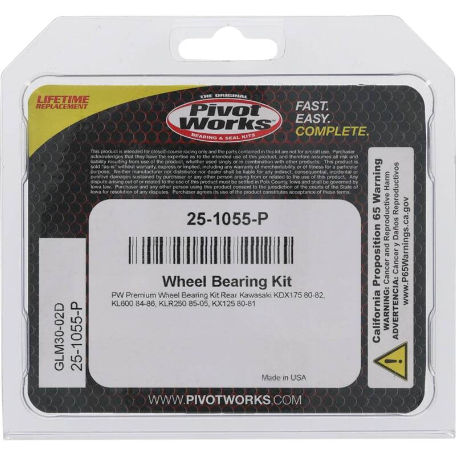 Pivot Works Wheel Bearing Kit Premium for Kawasaki KL/KLR/KDX/KX 25-1055-P_1691204