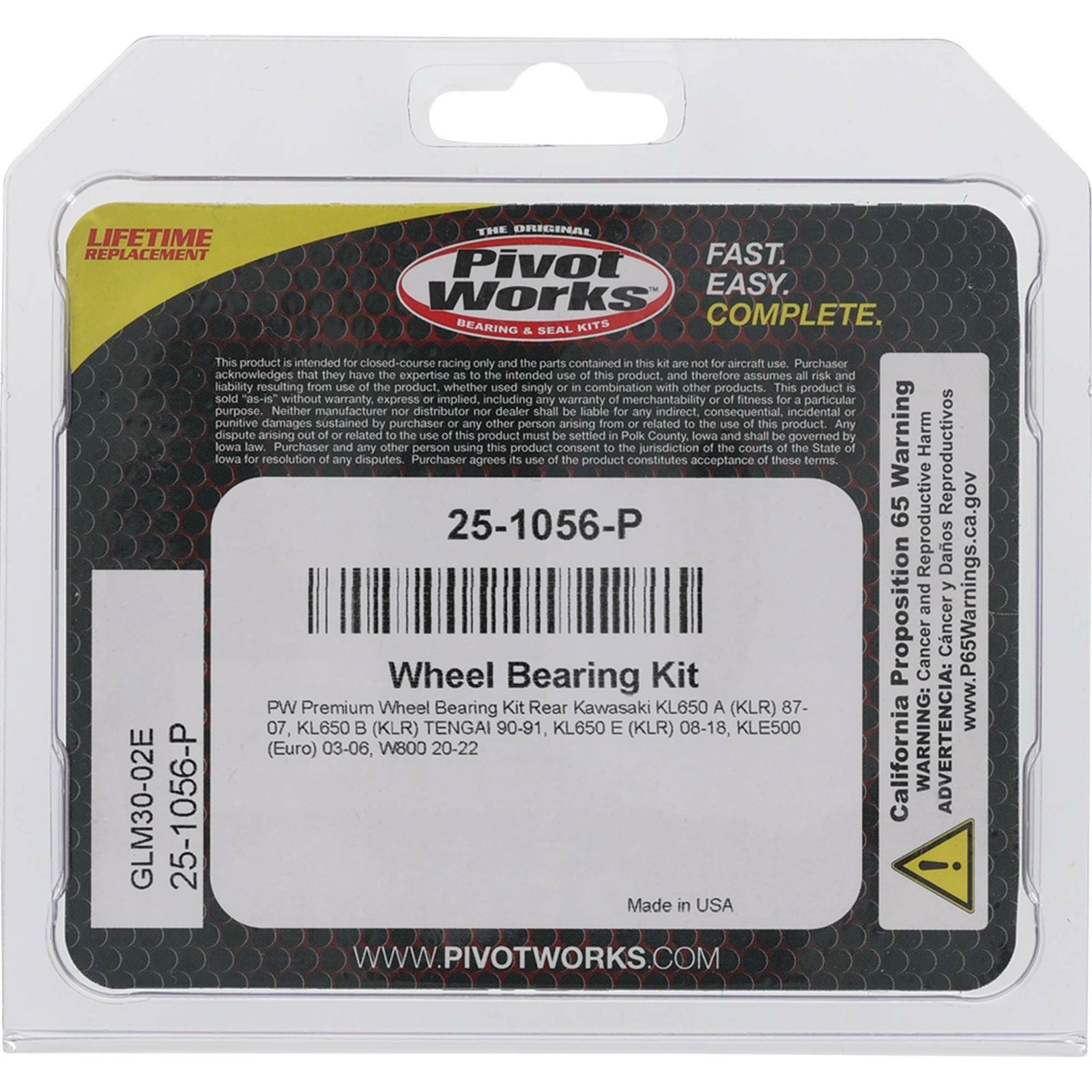 Pivot Works Complete Wheel Bearing Rebuild Kit for Kawasaki/Polaris 25-1056-P_893219