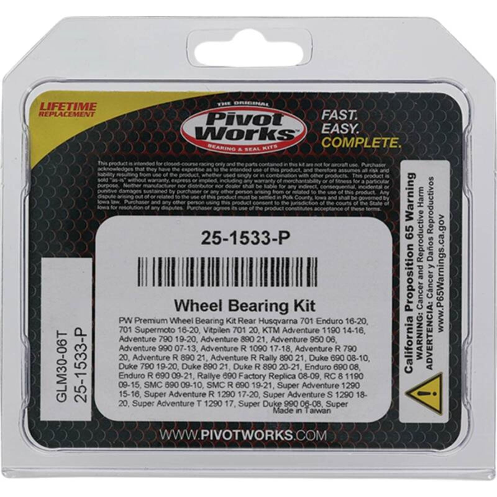 Pivot Works Wheel Bearing Kit - Premium 25-1533-P_1690597