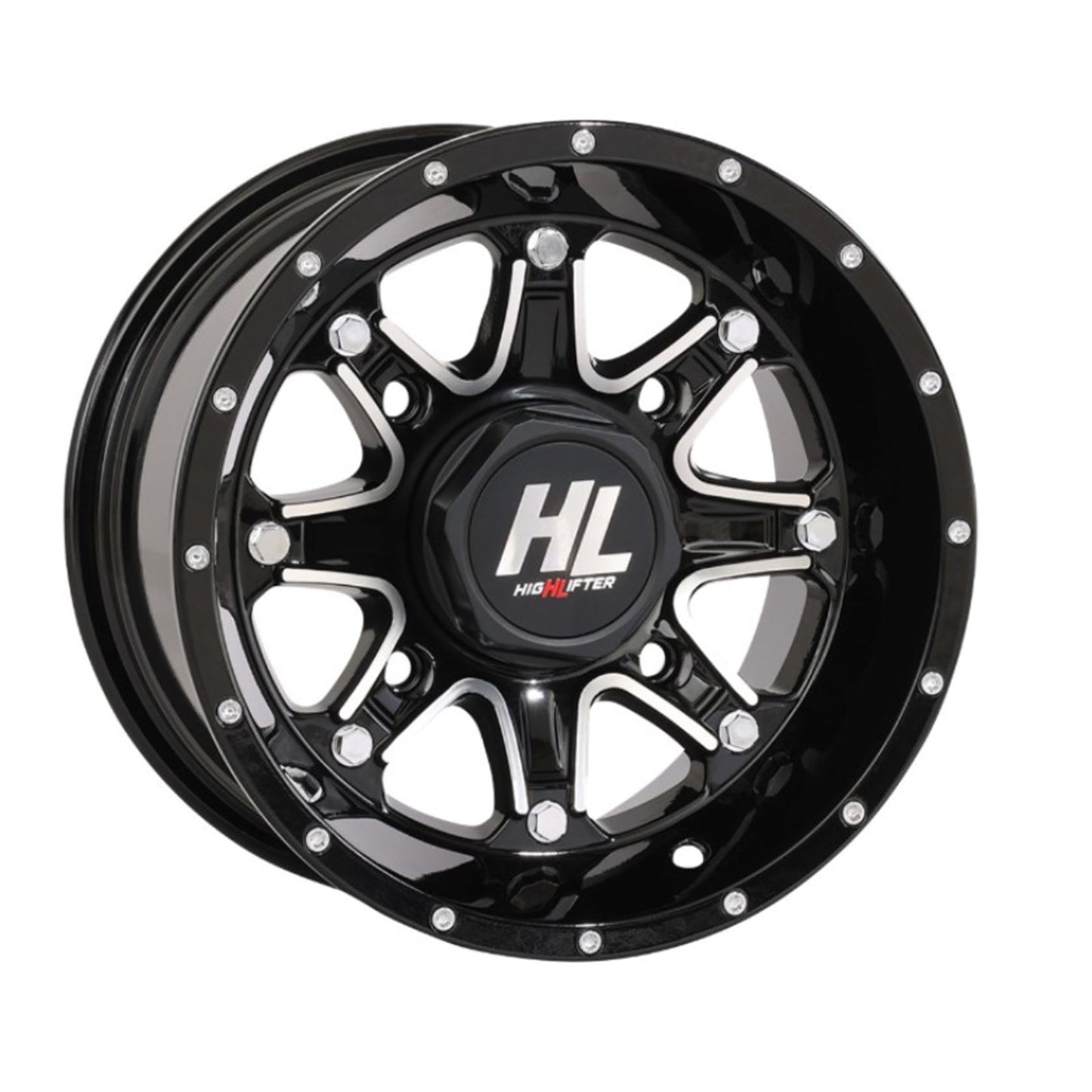 High Lifter Wheel - HL4 - Front/Rear - Gloss Black with Machined - 12x7 - 4/110 12HL04-1110_936349