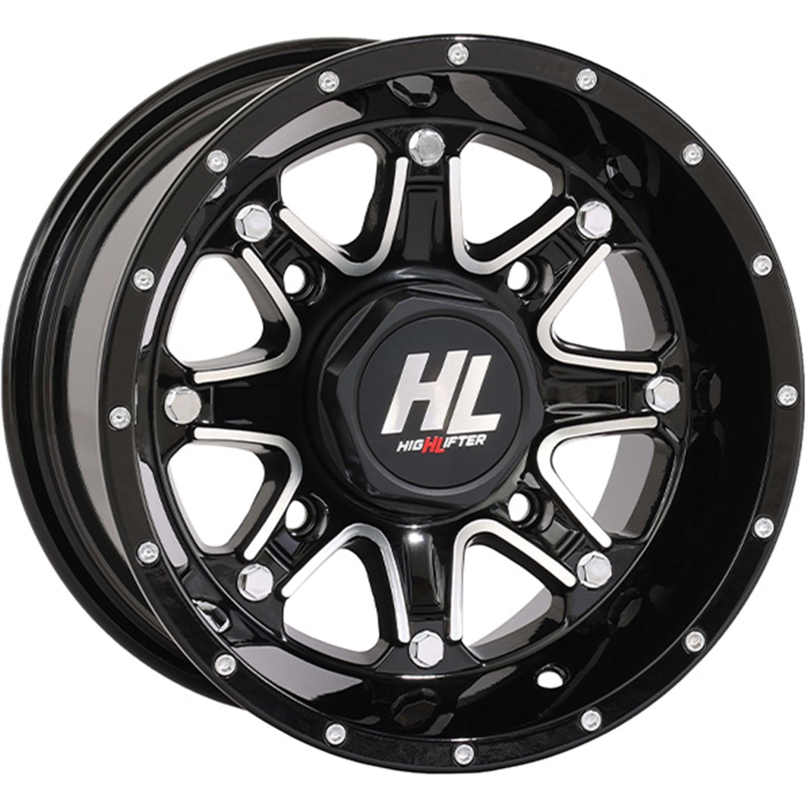 High Lifter Wheel - HL4 - Rear - Gloss Black with Machined - 12x7 - 4/110 - 2+5 12HL04-1111_936350