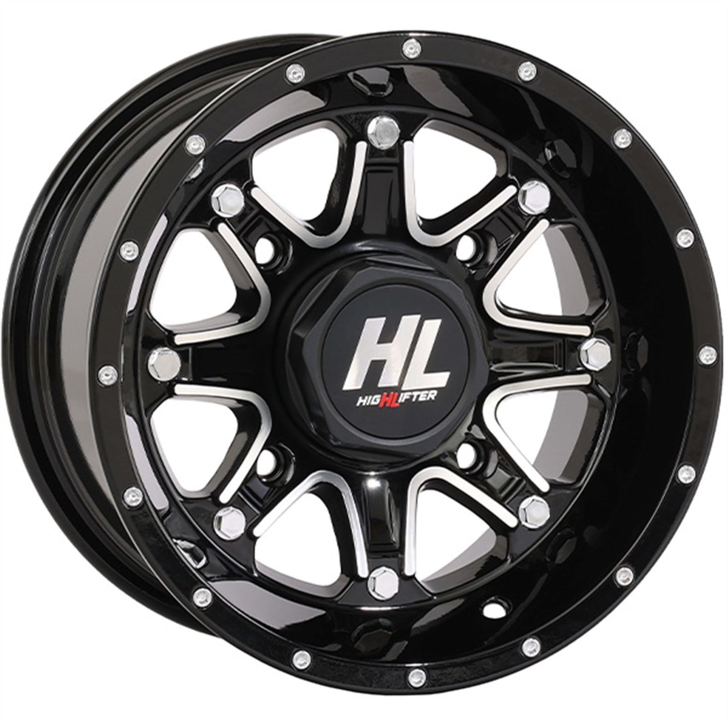 High Lifter Wheel - HL4 - Front/Rear - Gloss Black with Machined - 12x7 - 4/156 12HL04-1156_936351