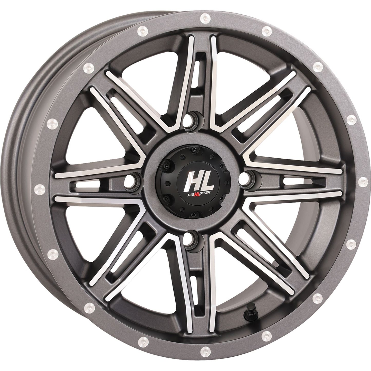 High Lifter Wheel - HL22 - Front/Rear - Gun Metal Gray w/Machined - 14x7 - 4/156 14HL22-1856_893773