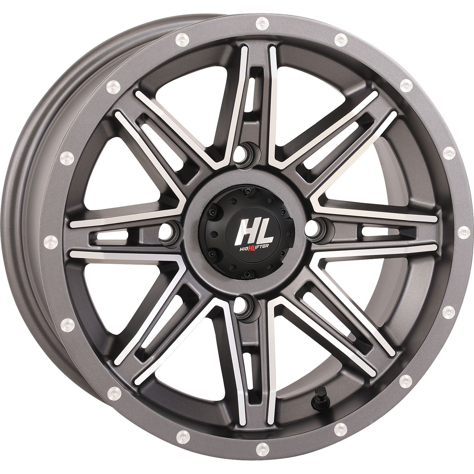 High Lifter Wheel - HL22 - Front/Rear - Gun Metal Gray w/Machined - 14x7 - 4/156 14HL22-1856_893773