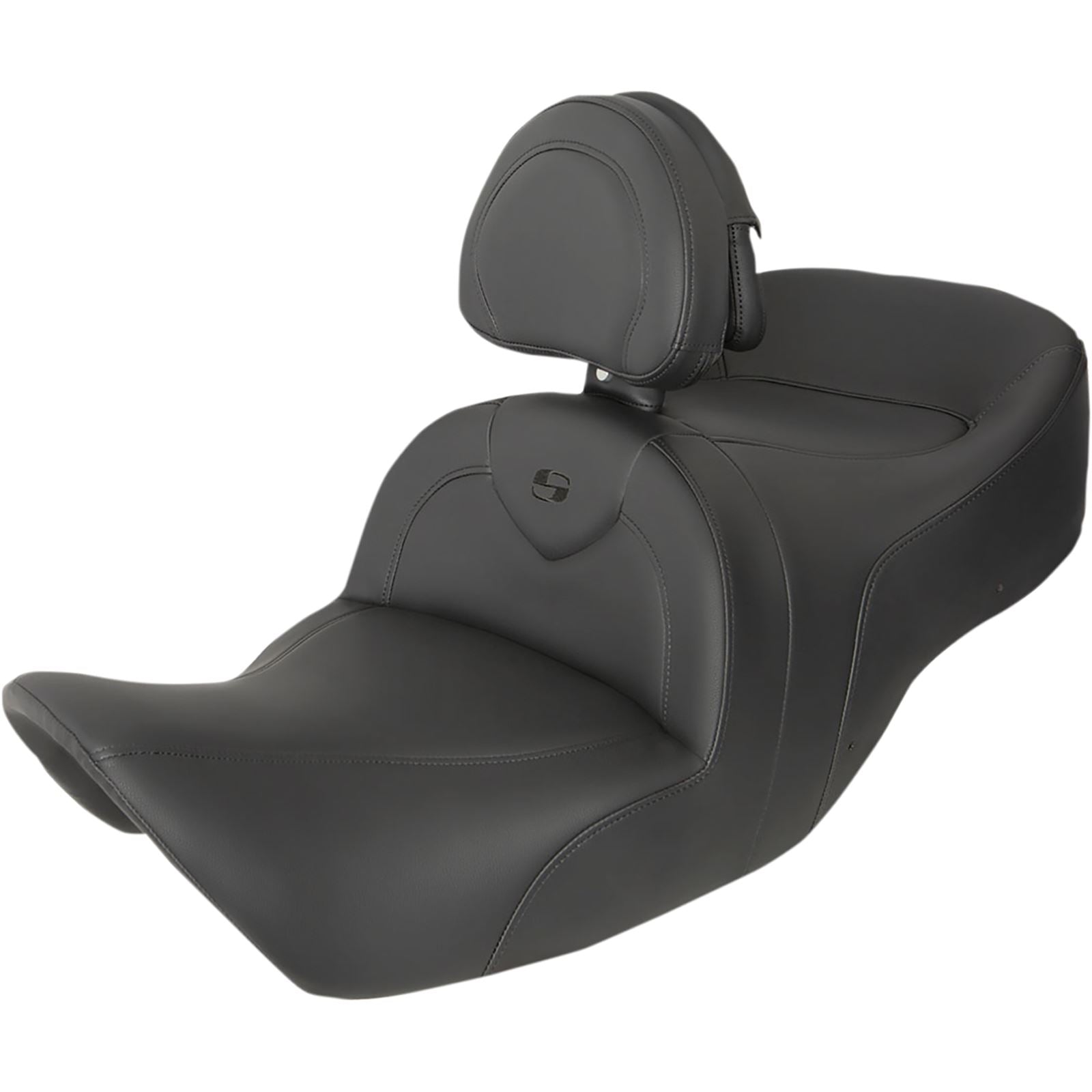 Saddlemen RoadSofa™ Seat - With Backrest - Black W/Black Stitching H01-07-187BR_893839