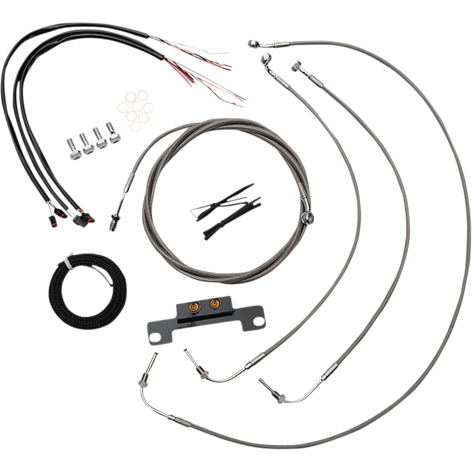 LA Choppers Handlebar Cable/Brake Line Kit - Complete - Stainless [MPN: LA-8058KT2-08]_1075719