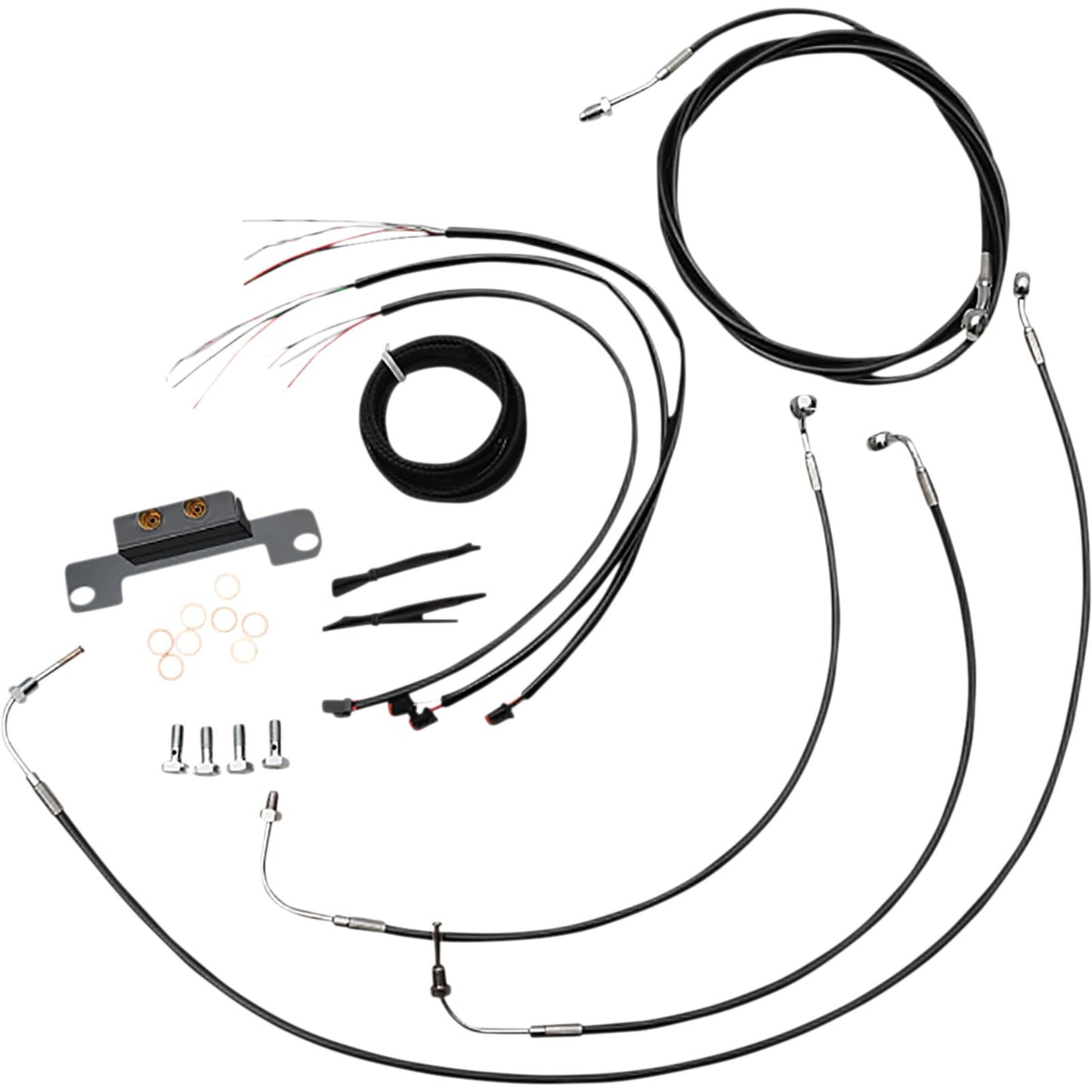 LA Choppers Handlebar Cable/Brake Line Kit - Complete - Black Vinyl [MPN: LA-8058KT2-08B]_1075720