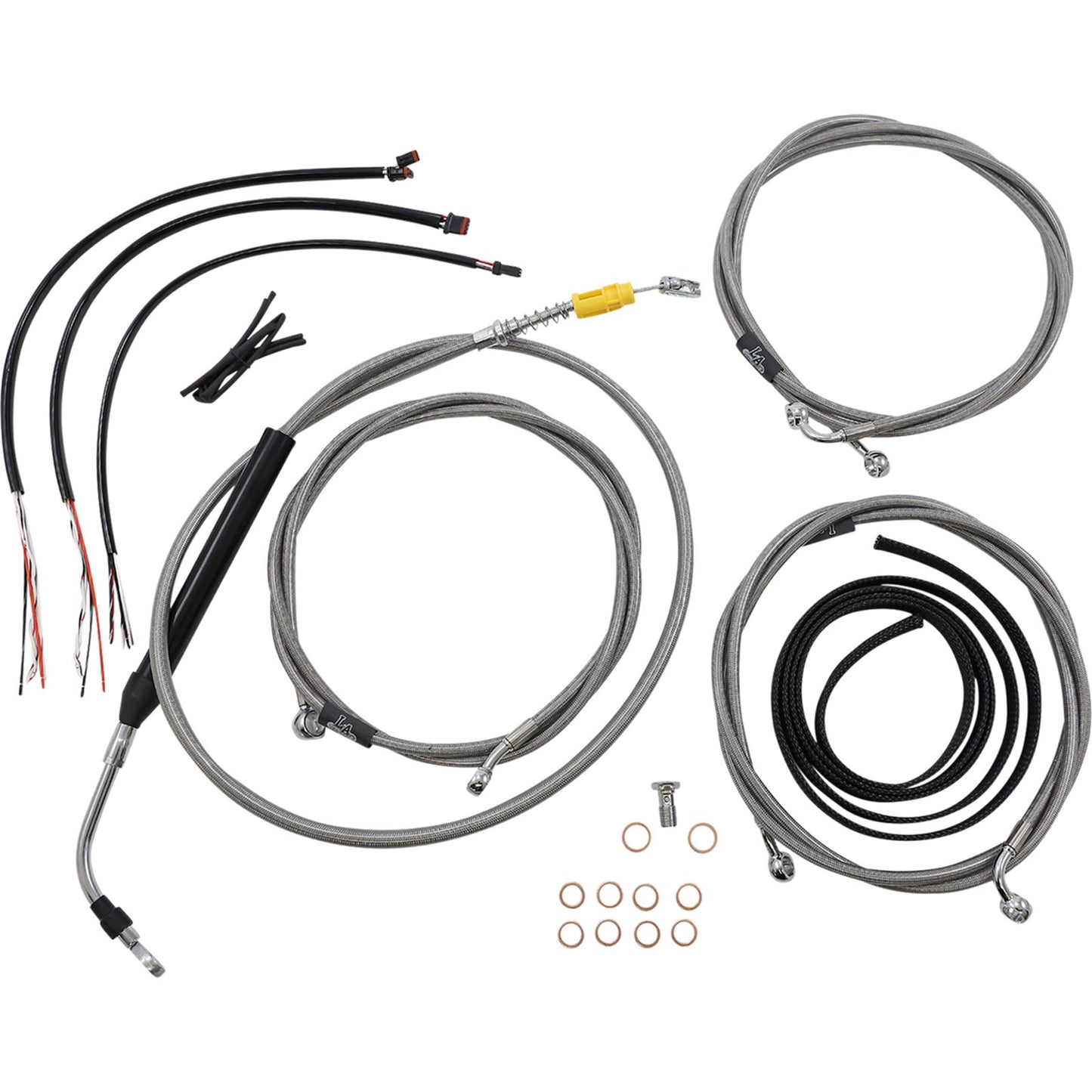 LA Choppers Handlebar Cable/Brake Line Kit - Complete - 15" - 17" - Stainless [MPN: LA-8058KT2-16]_1075725