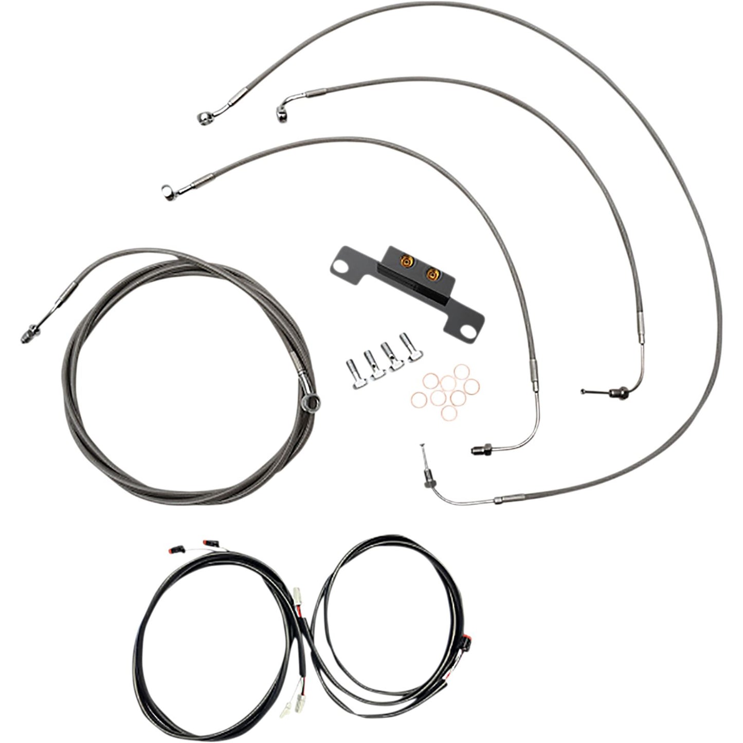 LA Choppers Cable Kit - for Stock Ape Hanger Handlebars - ABS - Stainless [MPN: LA-8058KT3-08]_1075731