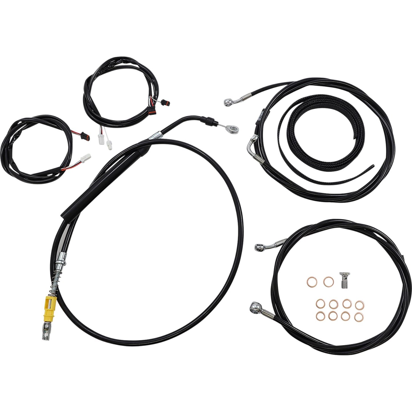 LA Choppers Cable Kit - 12" - 14" for Ape Hanger Handlebars - ABS - Black [MPN: LA-8058KT3-13B]_1075735