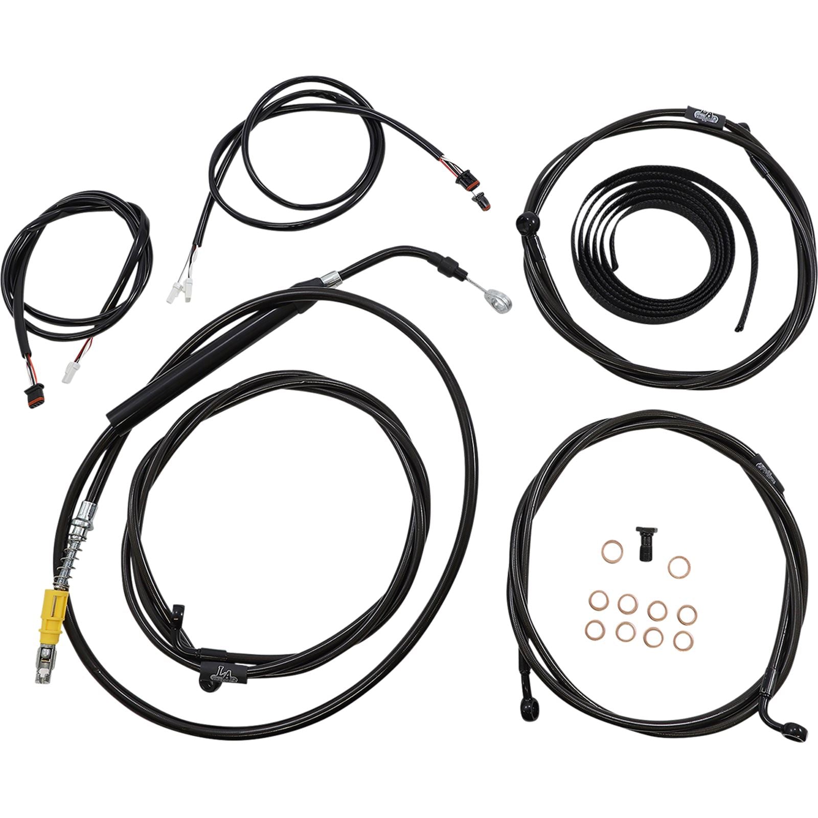 LA Choppers Cable Kit - 12" - 14" for Ape Hanger Handlebars - ABS - Midnight [MPN: LA-8058KT3-13M]_1075736