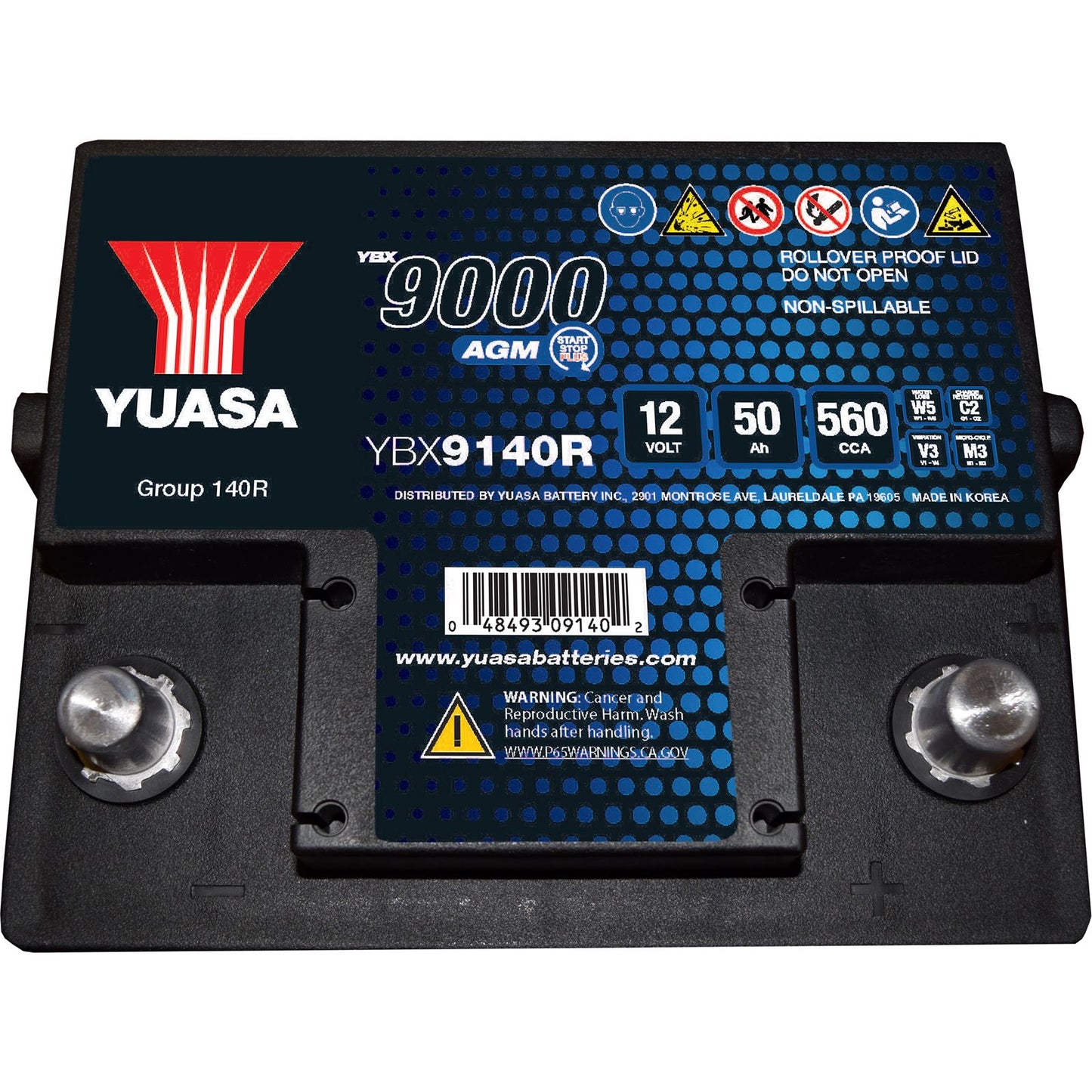 Yuasa Battery - 12V - 50ah - L1 AGM Ranger - Maintenance-Free [MPN: YBXM79L1560RAN]_938368