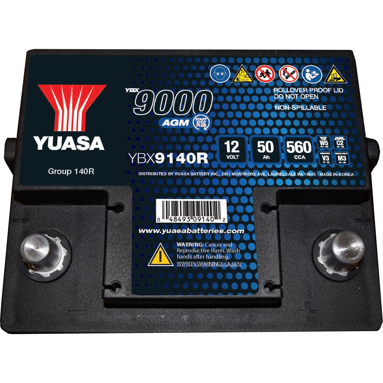 Yuasa Battery - 12V - 50ah - L1 AGM Ranger - Maintenance-Free [MPN: YBXM79L1560RAN]_938368