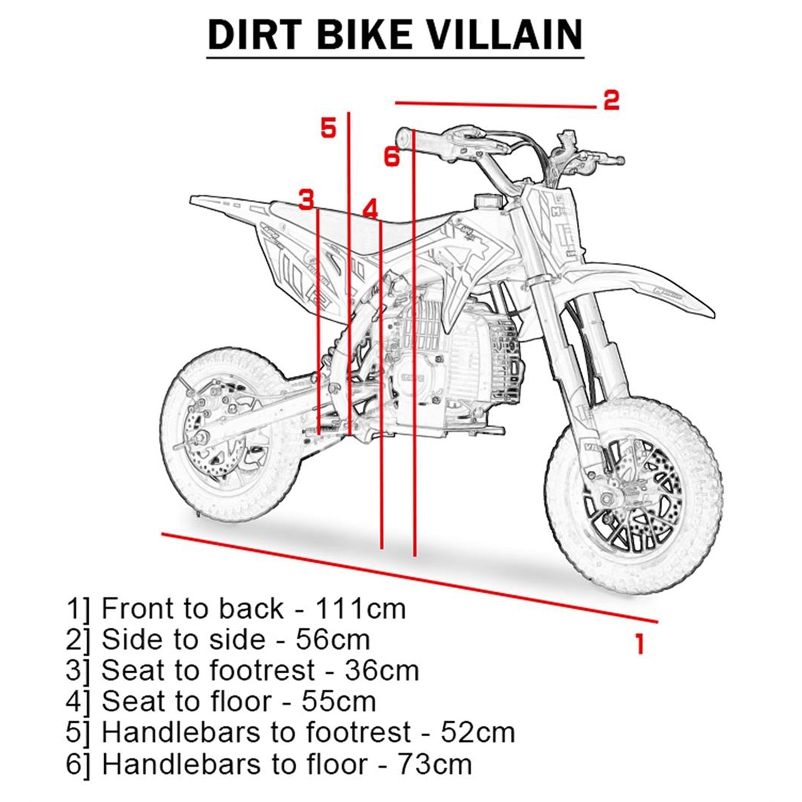 MotoTec USA Villain 52cc 2-Stroke Kids Gas Dirt Bike_908278
