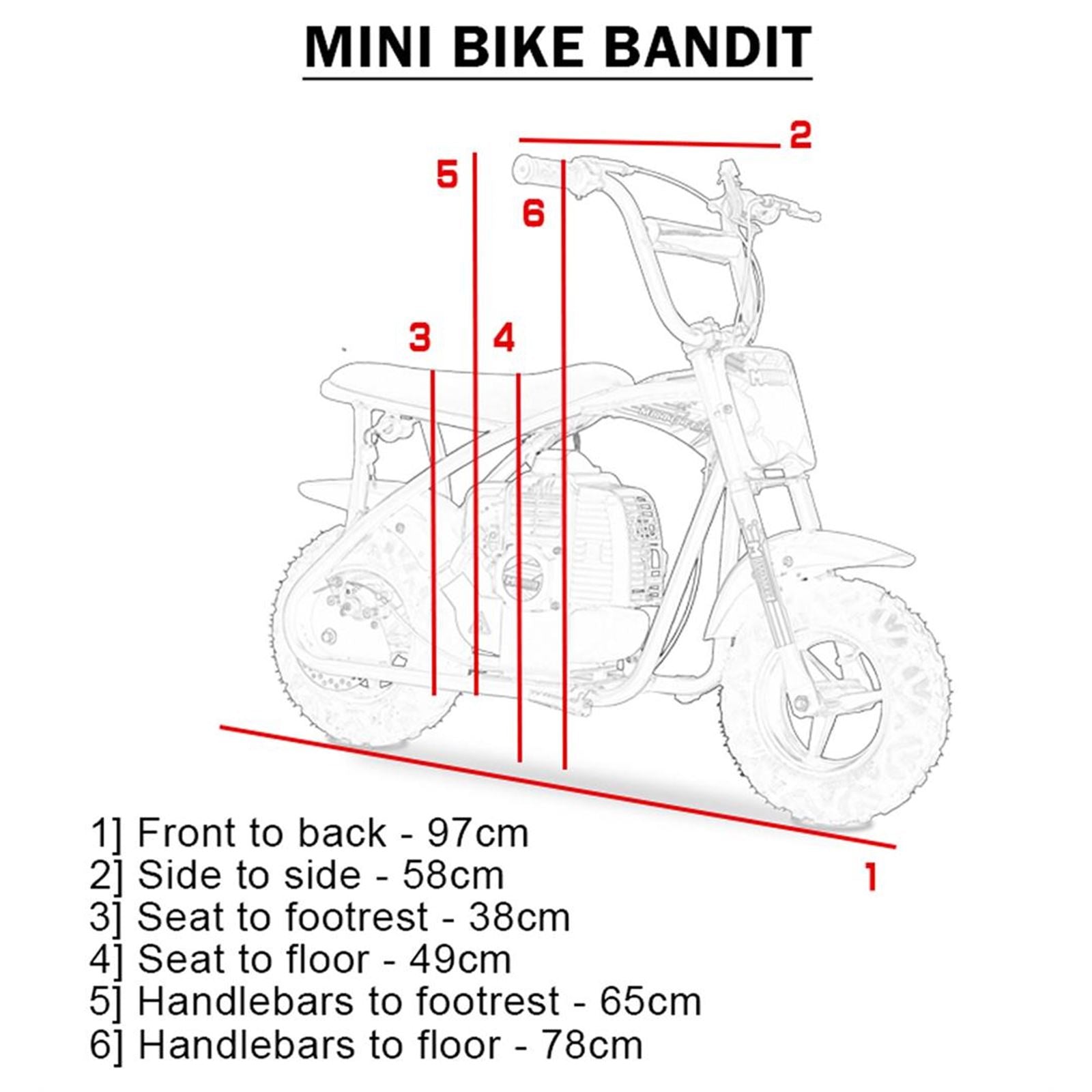 MotoTec USA Bandit 52cc 2-Stroke Kids Gas Mini Bike_909058