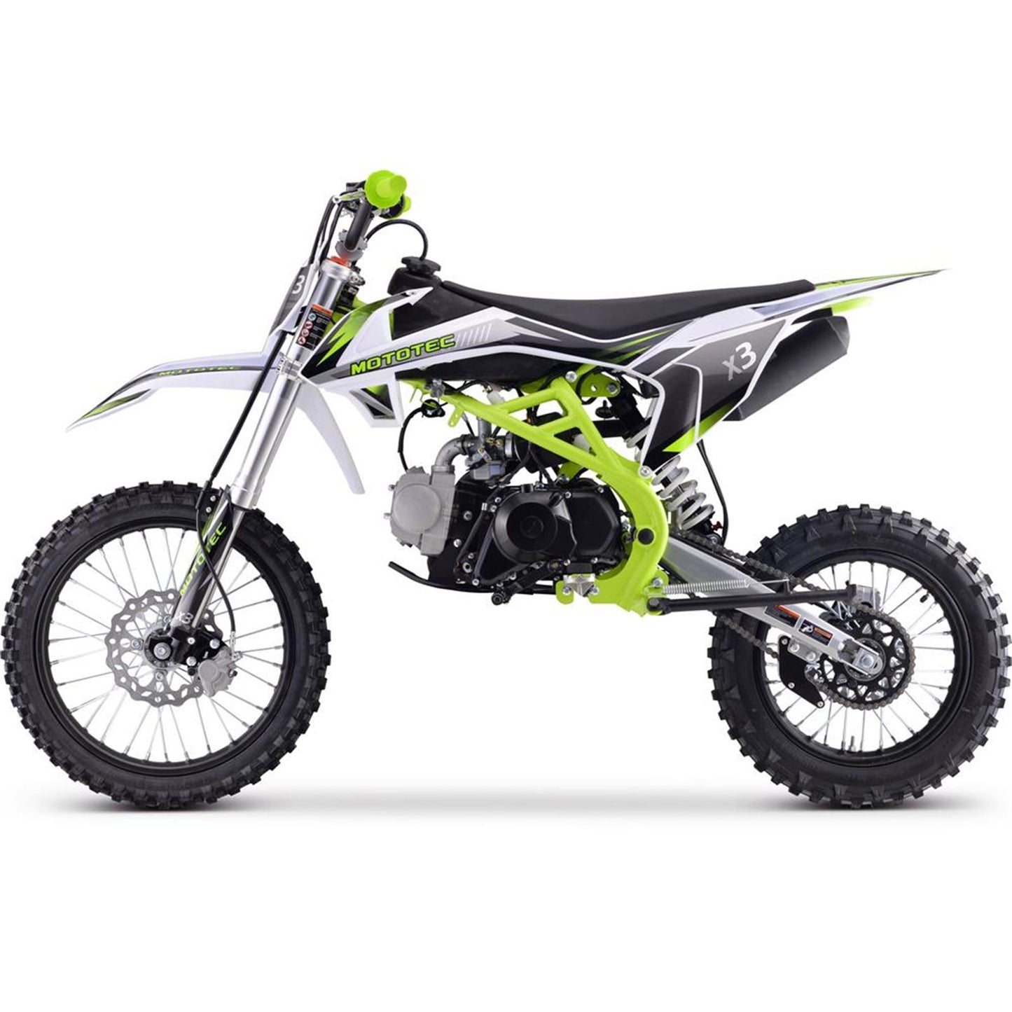 MotoTec USA X3 125cc 4-Stroke Gas Dirt Bike - Green MT-DB-X3-125CC_GREEN_908368