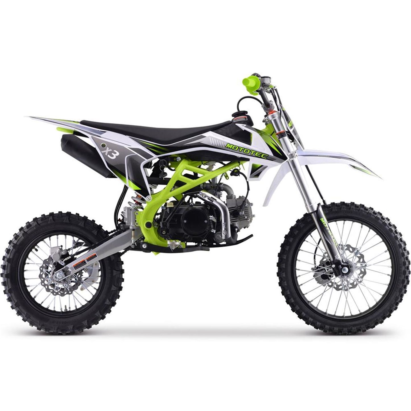 MotoTec USA X3 125cc 4-Stroke Gas Dirt Bike - Green MT-DB-X3-125CC_GREEN_908369