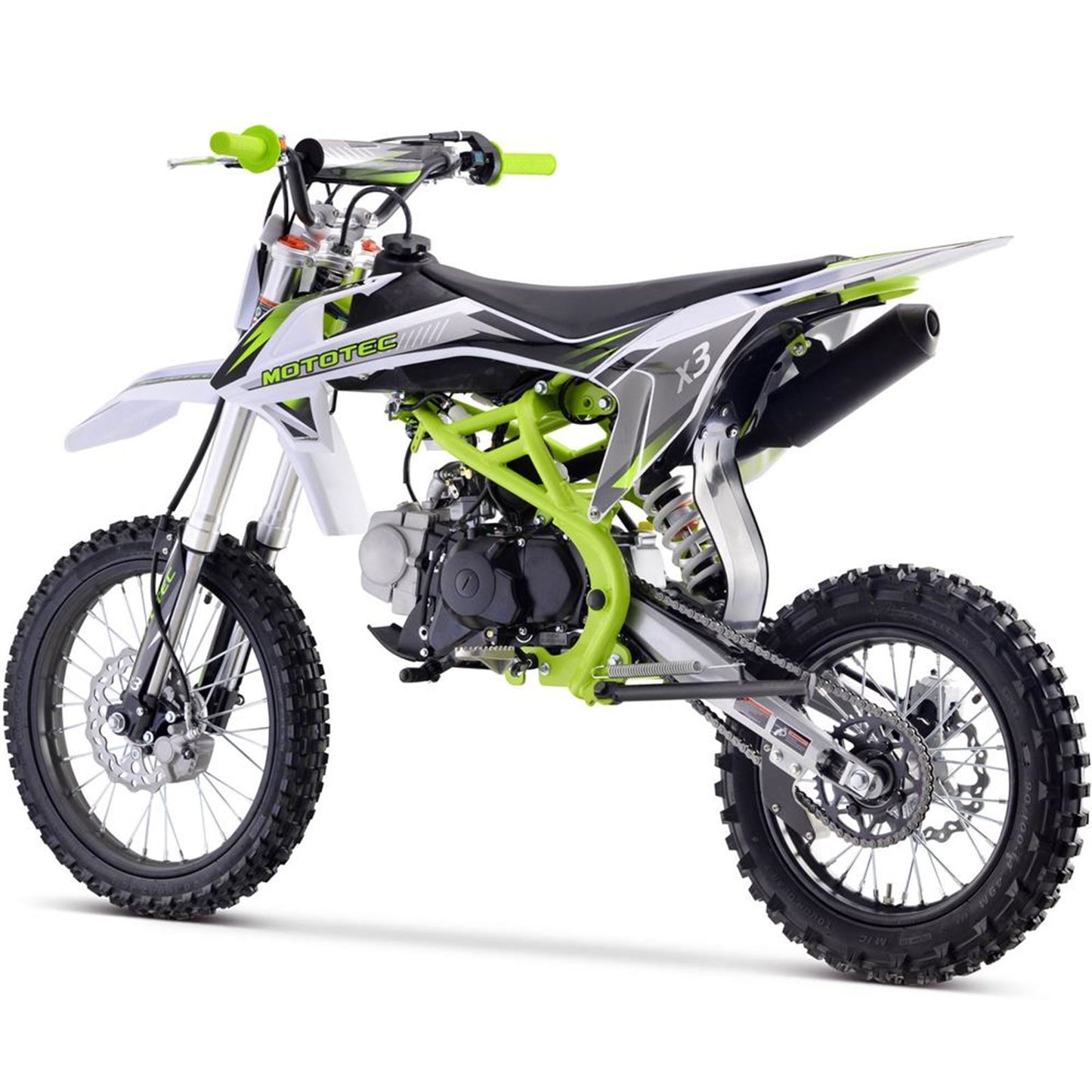 MotoTec USA X3 125cc 4-Stroke Gas Dirt Bike - Green MT-DB-X3-125CC_GREEN_908370