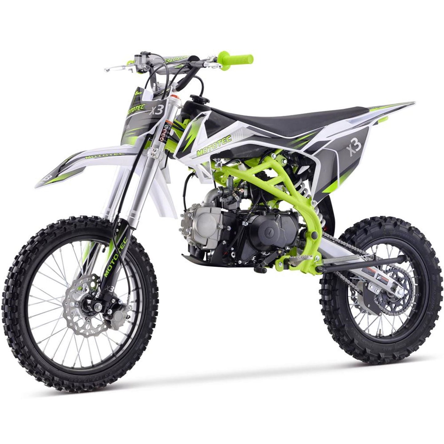MotoTec USA X3 125cc 4-Stroke Gas Dirt Bike - Green MT-DB-X3-125CC_GREEN_908371