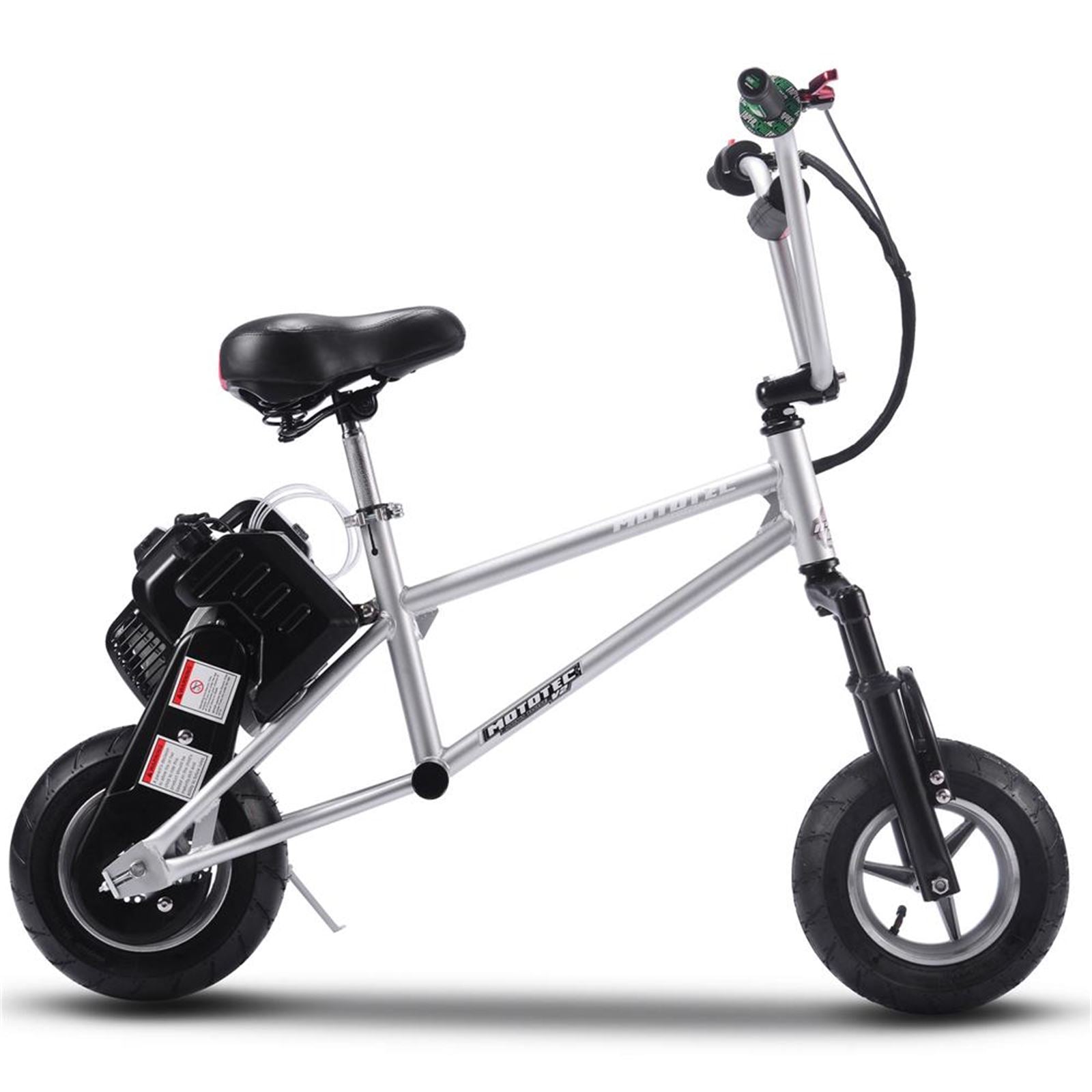 MotoTec USA 49cc Gas Mini Bike V2 - Silver MT-MINI-BIKE-V2_SILVER_909161
