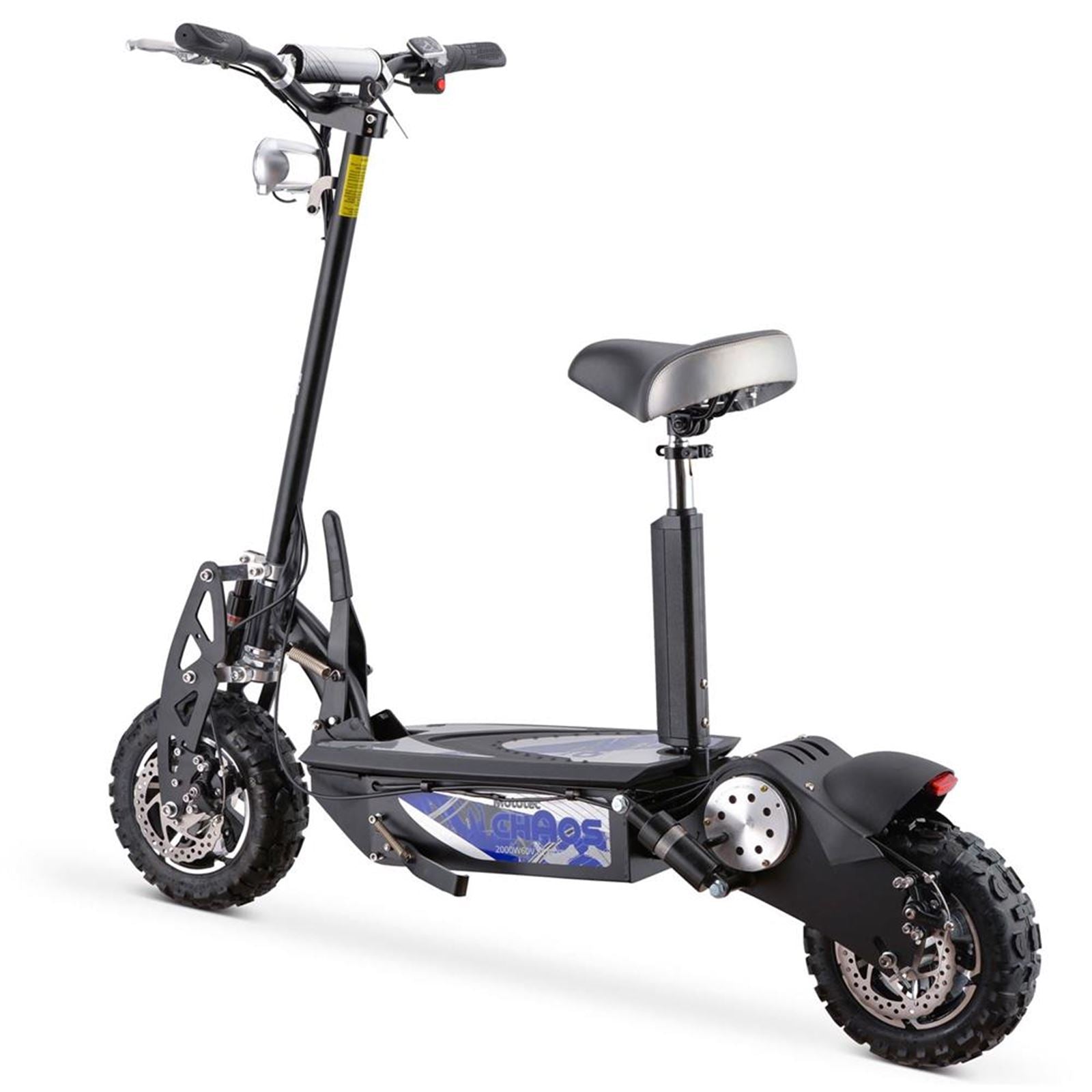 MotoTec USA Chaos 2000w 60v Lithium Electric Scooter - Black MT-CHAOS_BLACK_904483