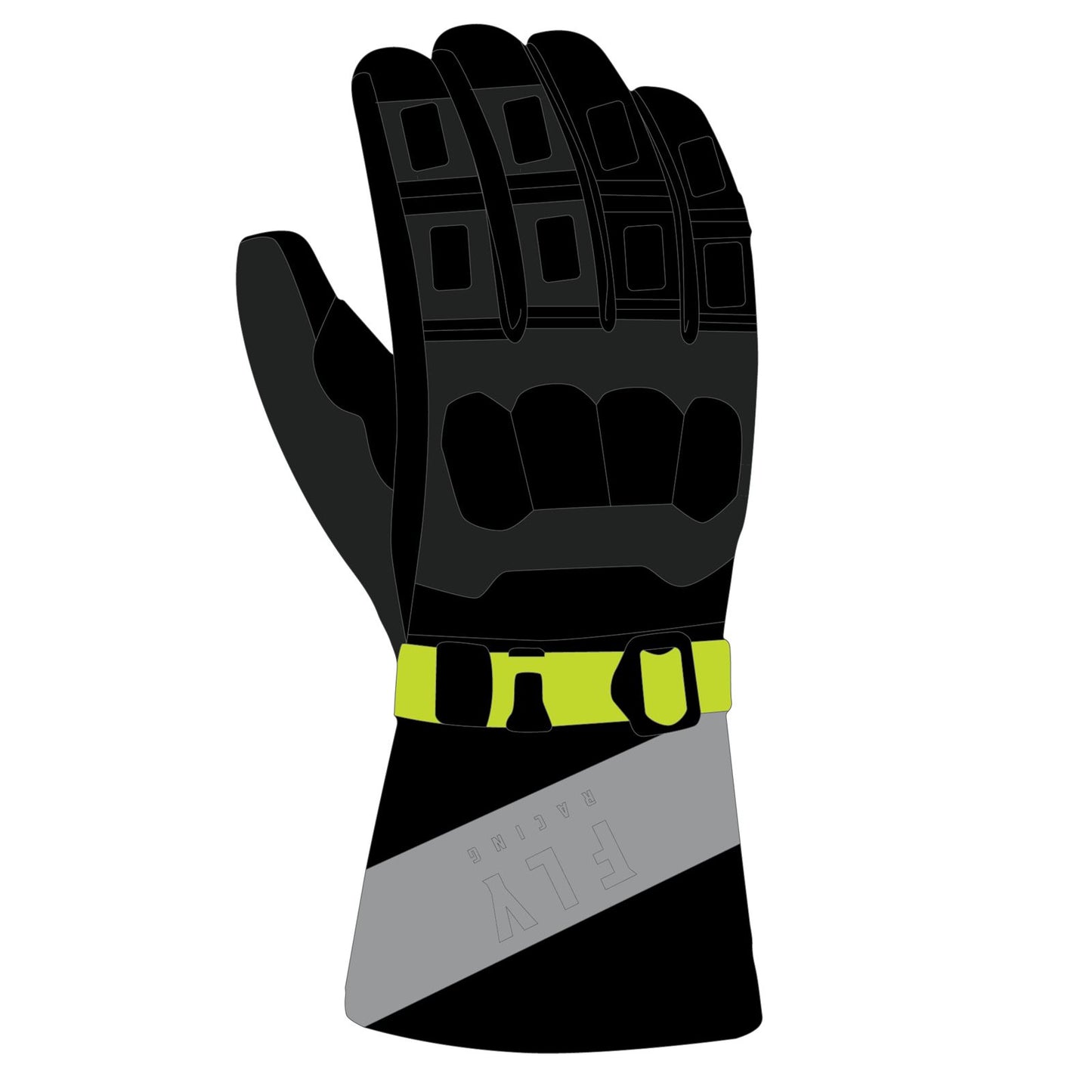 Fly Racing Glacier Gloves - Black/Grey/Hi-Vis - Large 363-3941L_1080160