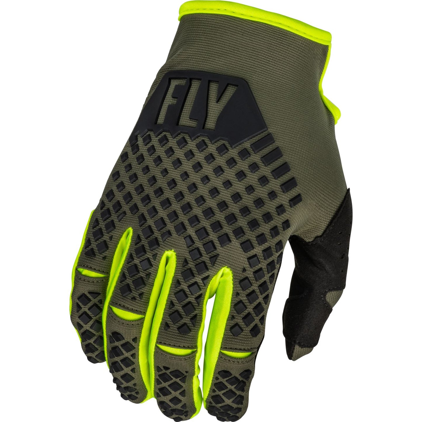 Fly Racing Youth Kinetic Gloves - Olive Green/Hi-Vis - Large 376-413YL_905034