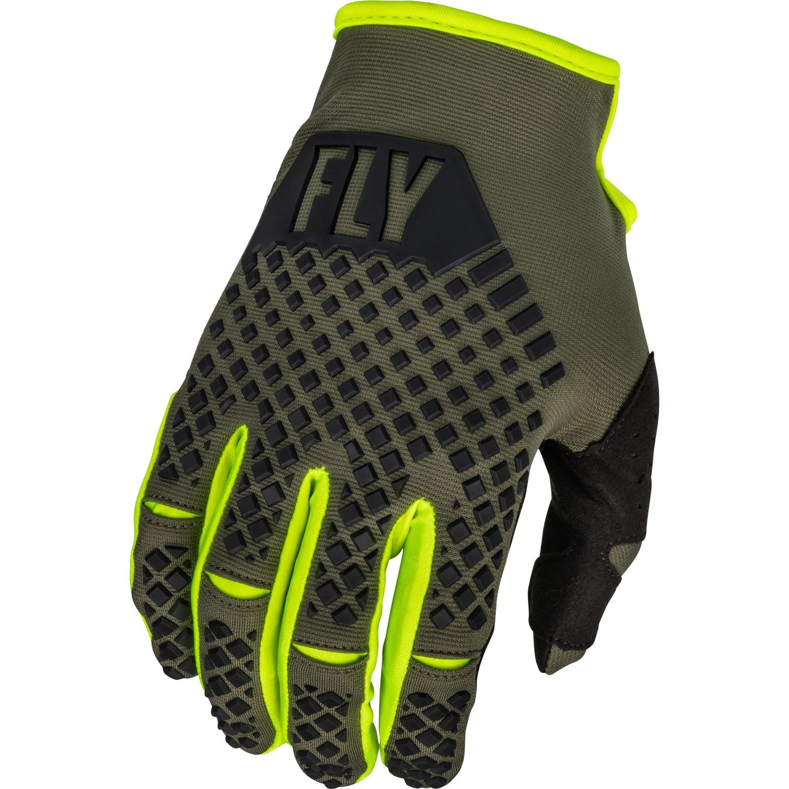 Fly Racing Youth Kinetic Gloves - Olive Green/Hi-Vis - Large 376-413YL_905034