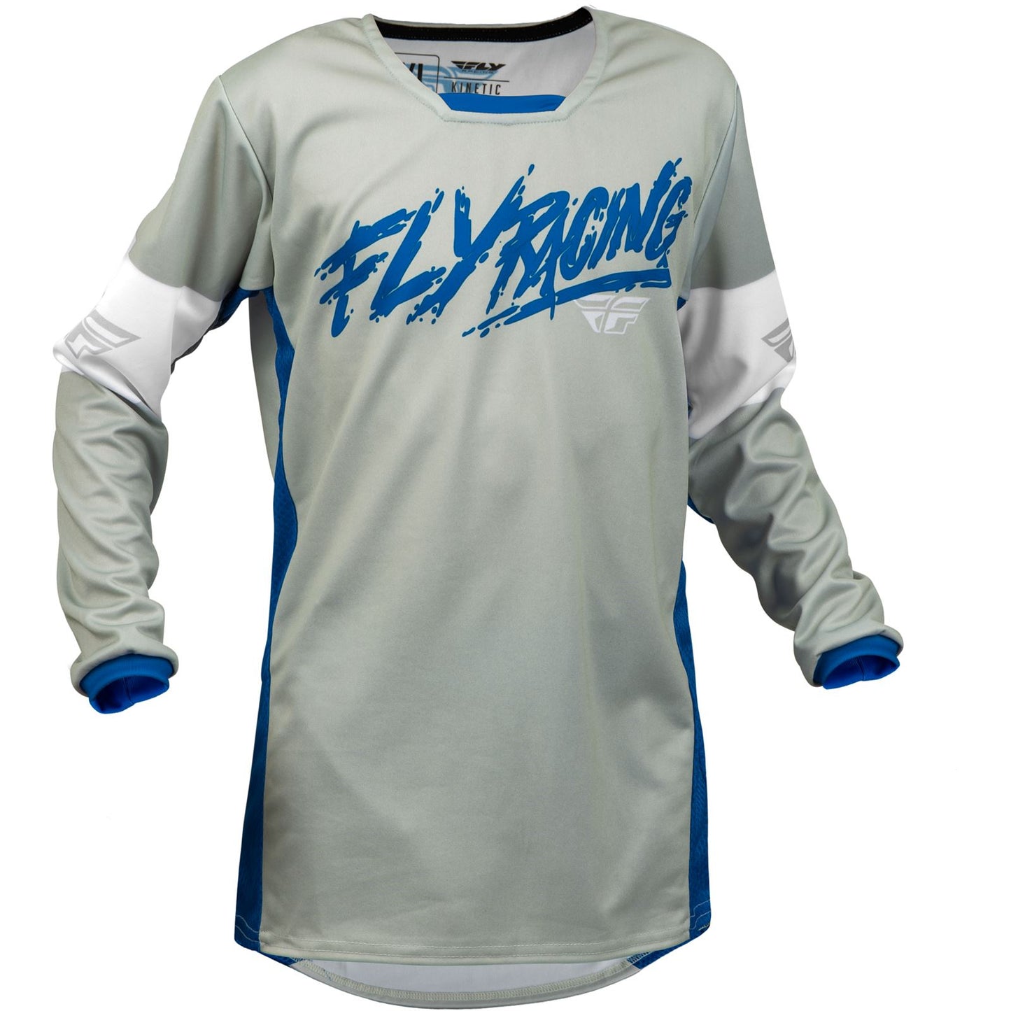 Fly Racing Youth Kinetic Khaos Jersey - Light Grey/Blue/White - X-Large 376-423YX_905142