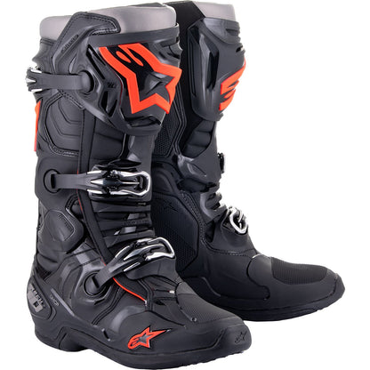 Alpinestars Tech 10 Motorcycle Boots - Black/Red Fluorescent_915142