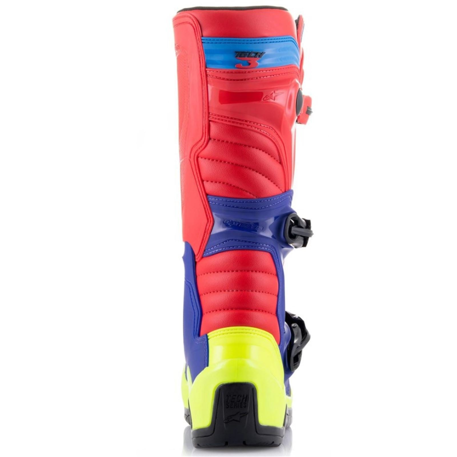 Alpinestars Tech 3 Boots - Red/Blue/Yellow Fluorescent - Size 12 CLOSEOUT [MPN: 2013018-3375-12]_1781447