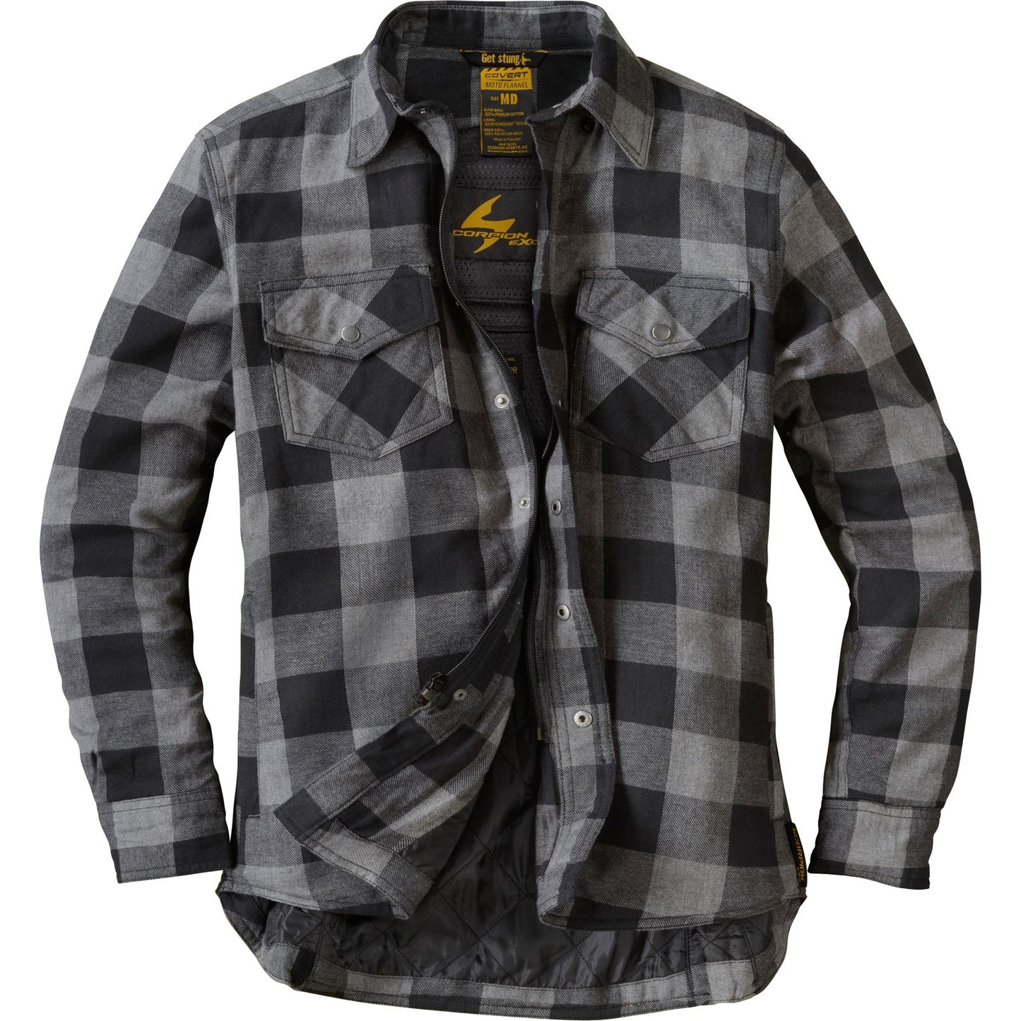 Covert Women's Motorcycle Flannel Riding Shirt - Black/Grey - Large_1096619