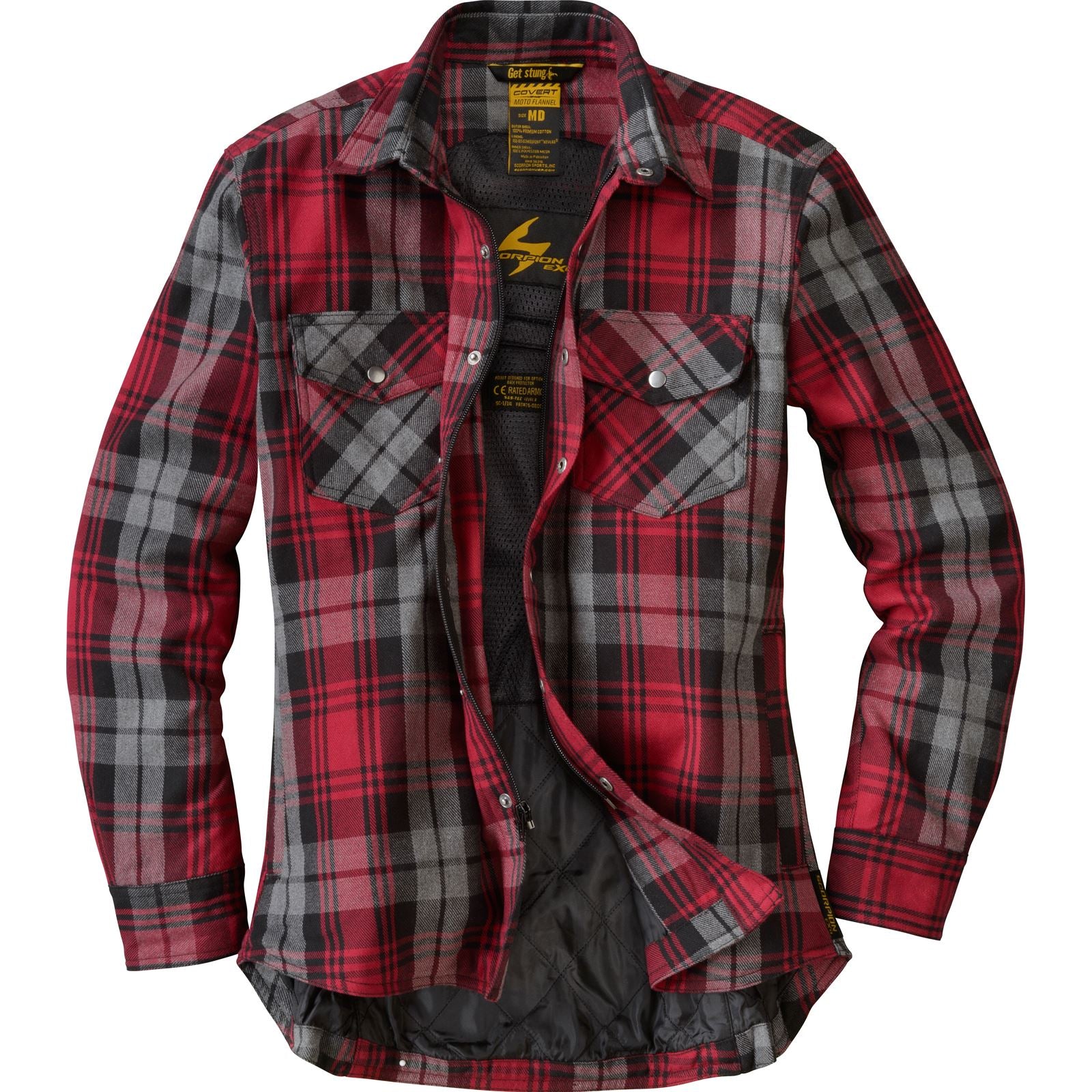 Covert Women's Motorcycle Flannel Riding Shirt - Red/Grey - Medium_1096633