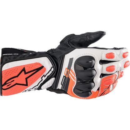 Alpinestars SP-8 V3 Gloves - Black/White/Fluorescent Red - Small [MPN: 3558321-1231-S]_1097570