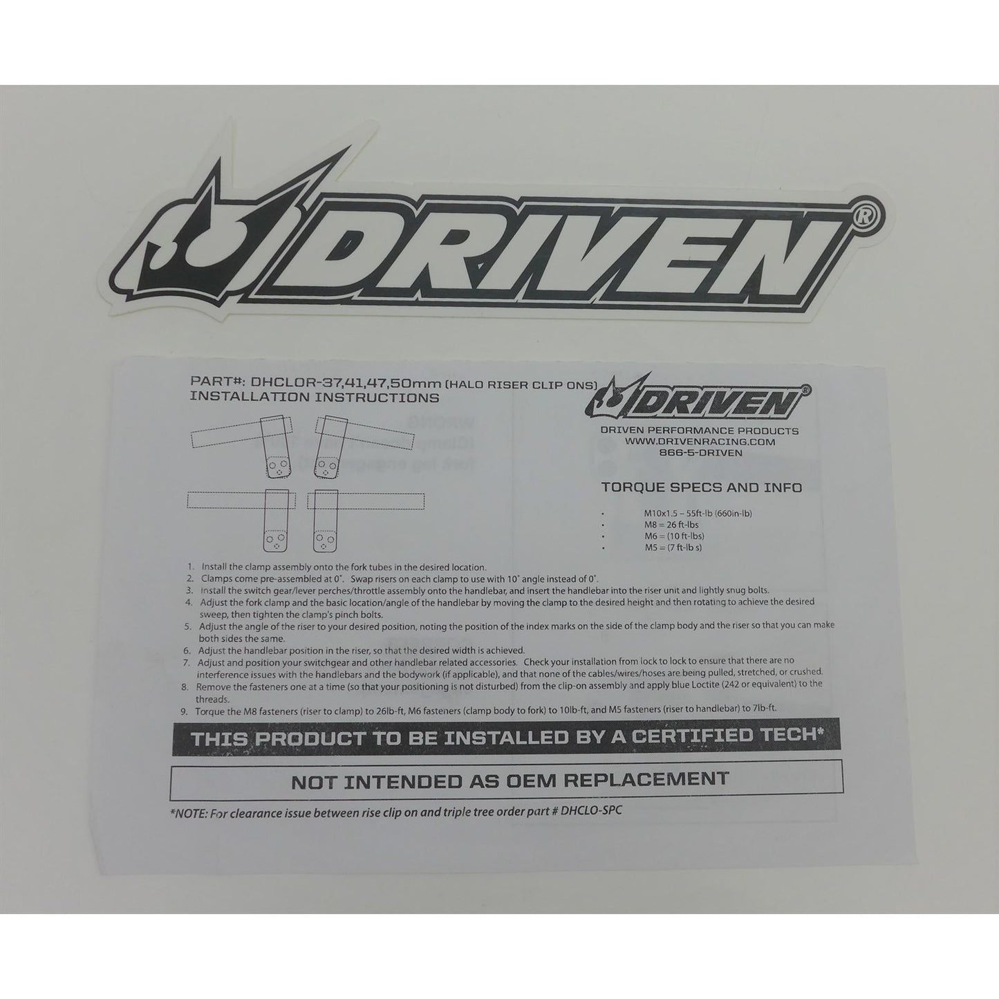 Driven Handlebar Clip-On Halo Risers - 41 mm - Black OPEN BOX [MPN: DHCLOR41BK]_936174