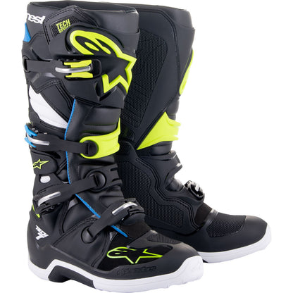 Alpinestars Tech 7 Boots - Black/Enamel Blue/Flo Yellow - Size 6 [MPN: 2012014-1795-6]_1102287