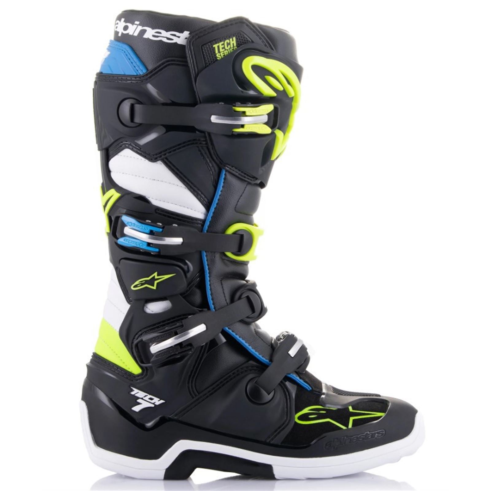 Alpinestars Tech 7 Boots - Black/Enamel Blue/Flo Yellow - Size 6 [MPN: 2012014-1795-6]_1150690