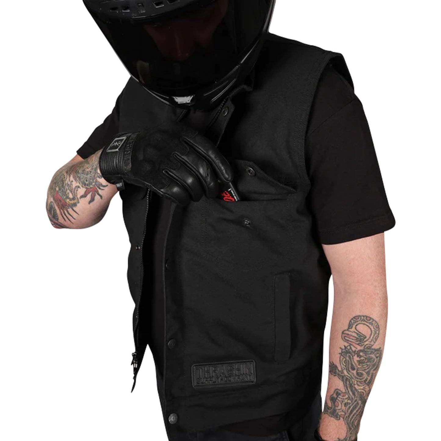 Thrashin Supply Company Nightrider v2 Riding Vest - Black - Medium [MPN: TMJ-12-09]_1105196