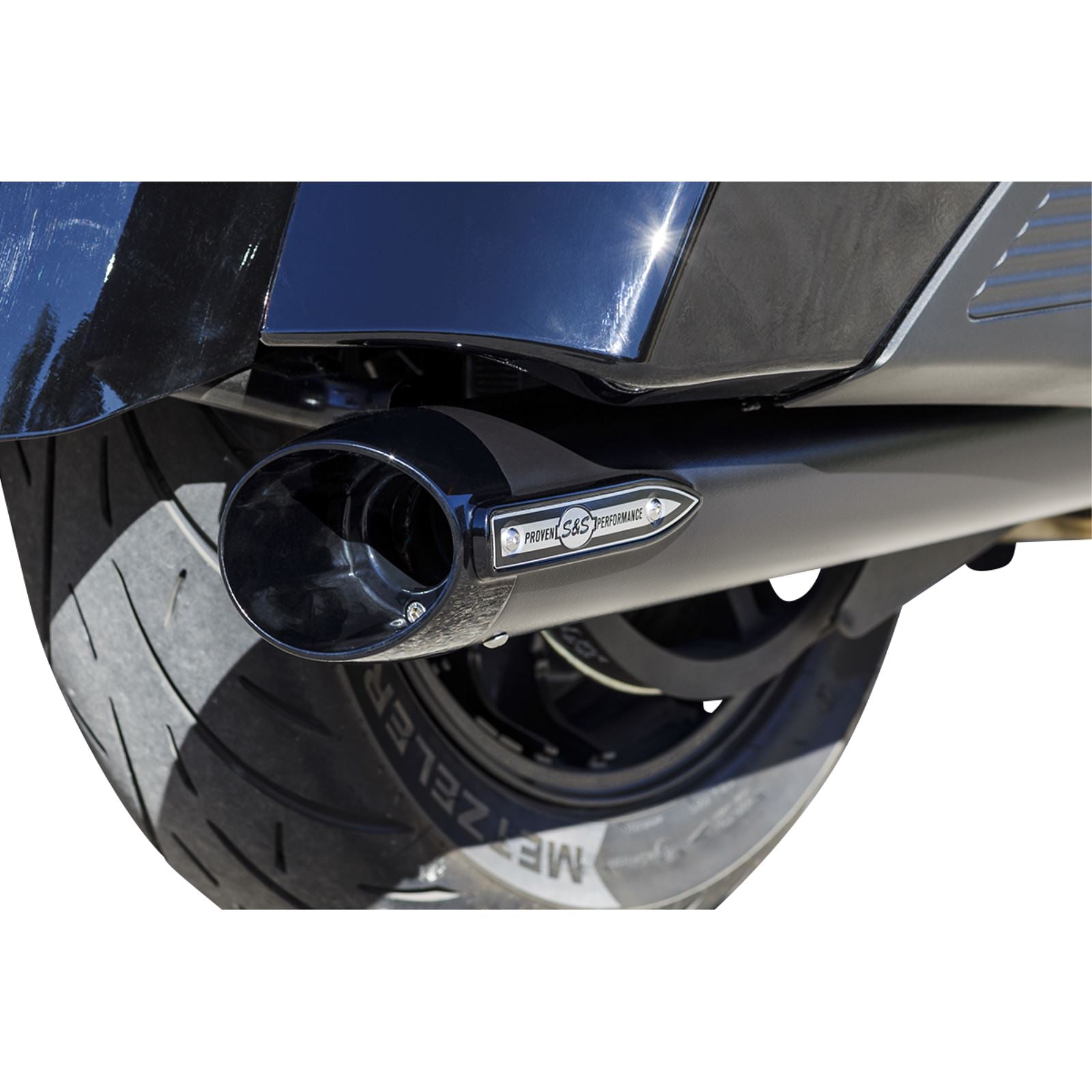 S&S Cycle Broadhead Slip-On Mufflers with Slash-Cut End Caps - Black 550-1075_1138980