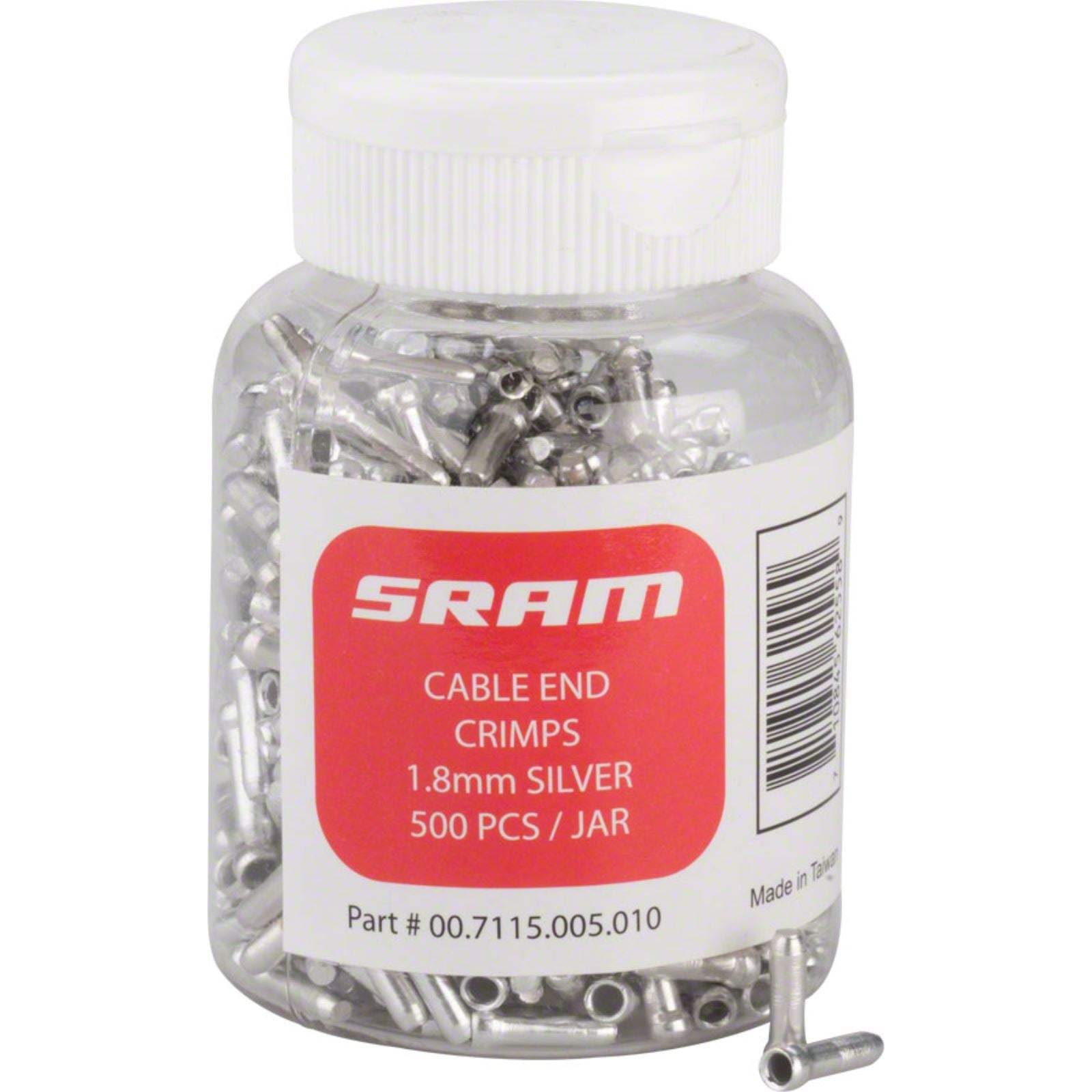 SRAM JAR OF 500 1.8mm Brake Cable Ends - Silver [MPN: 00.7115.005.010]_1212904