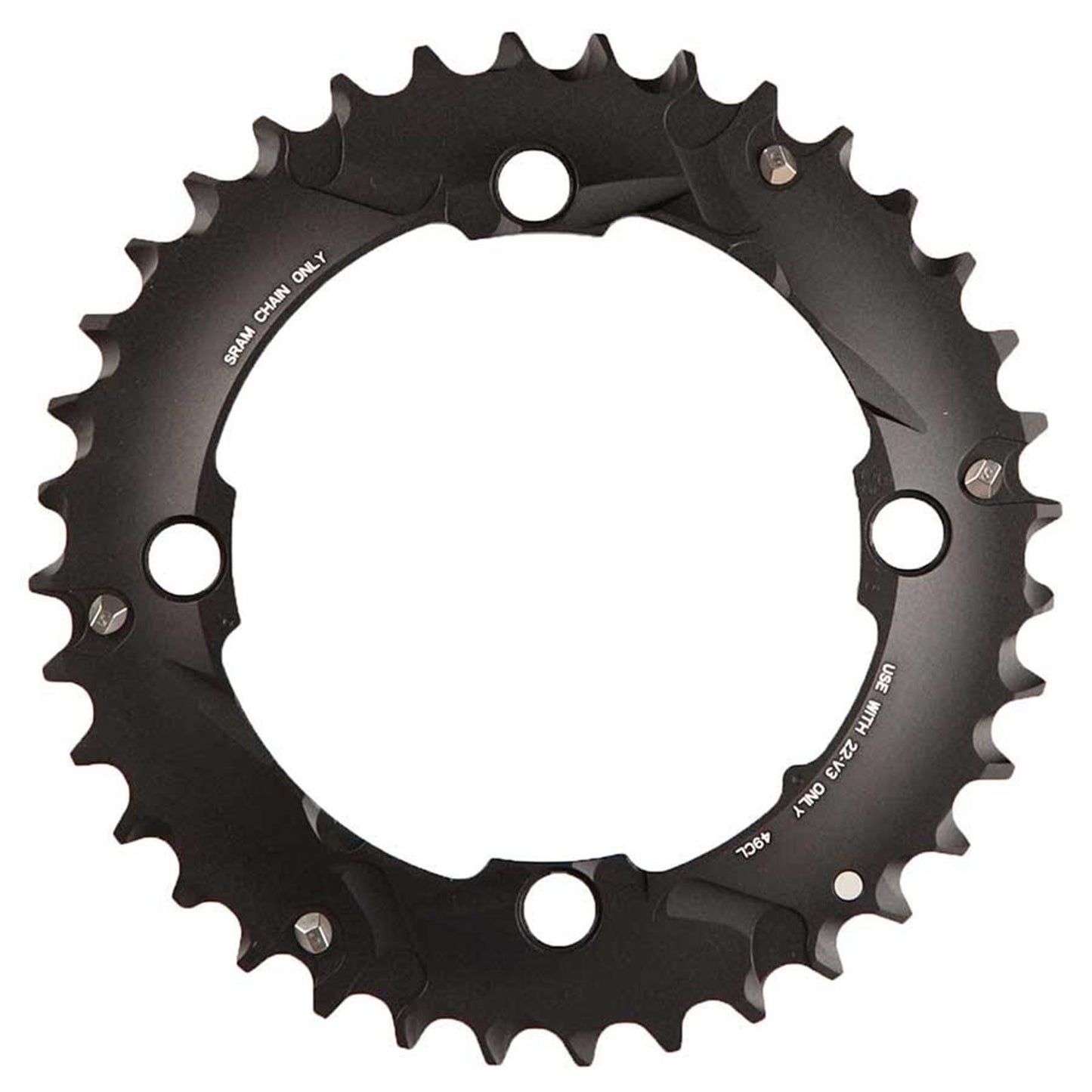 SRAM Middle Chainring - 38T BCD 104mm - Aluminum - Black  [MPN: 11.6215.188.420]_1107097
