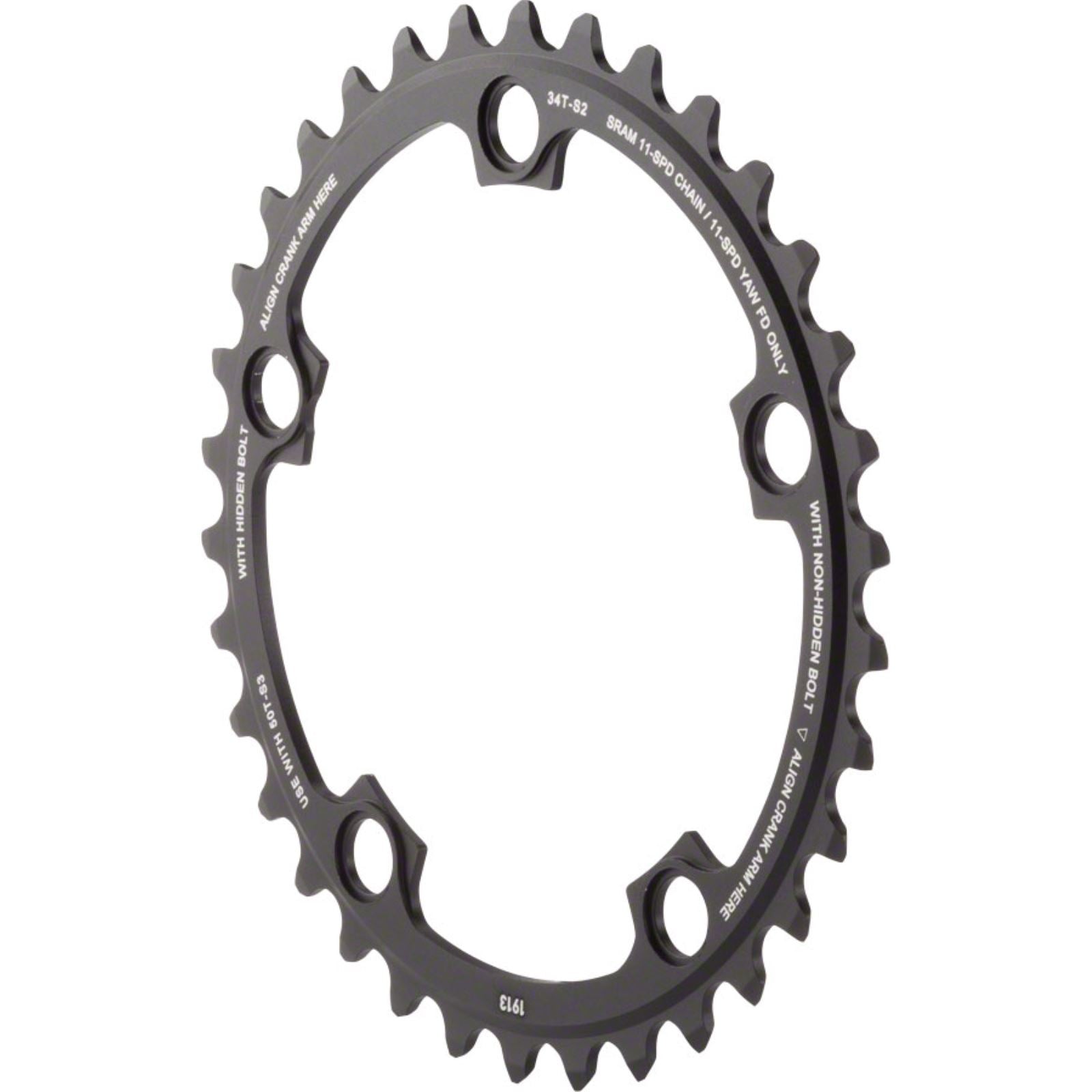 SRAM Inner Chainring - 34D BCD: 110mm - Aluminum - Black [MPN: 11.6218.010.008]_1184056