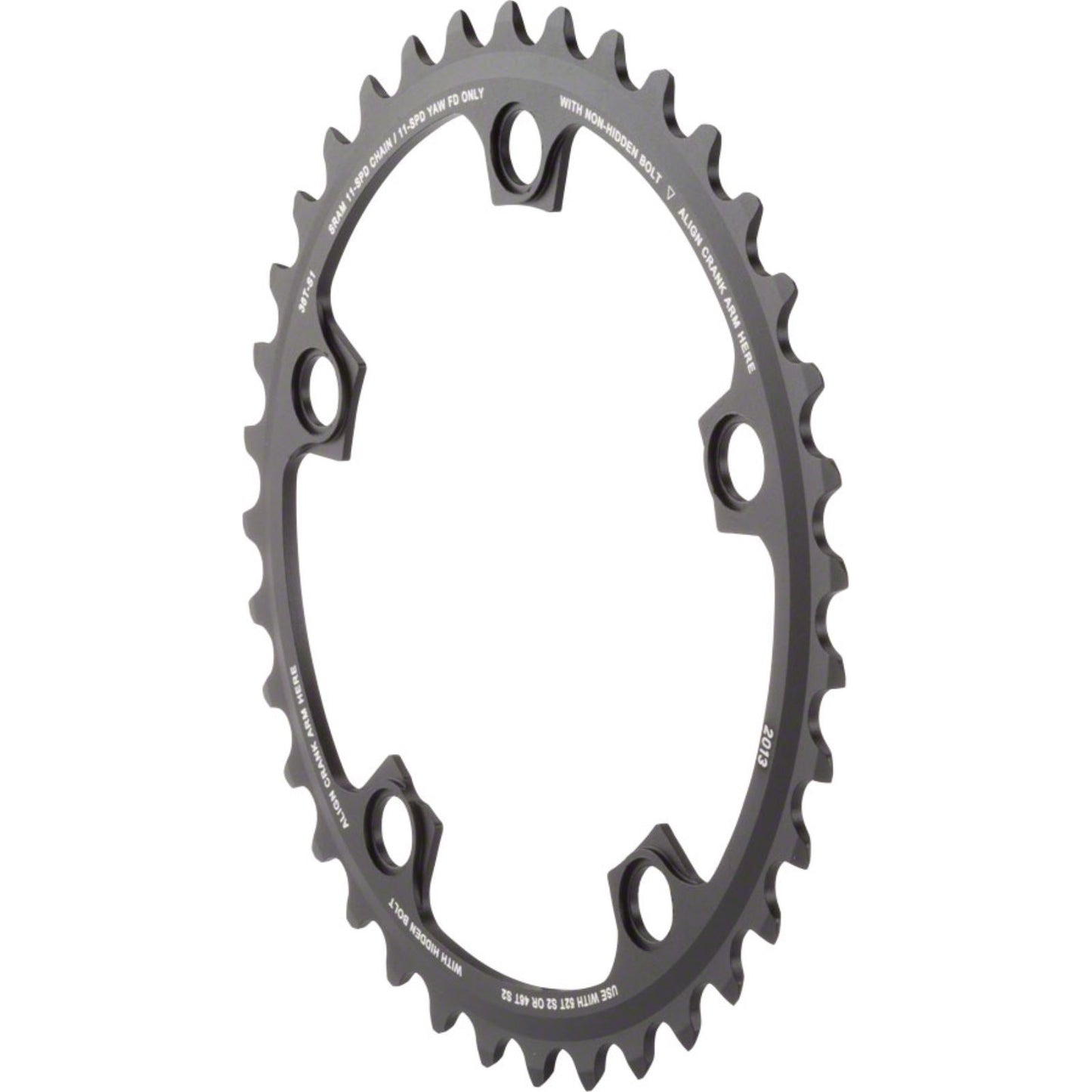 SRAM Inner Chainring For 36/46 or 36/52 - Aluminum - Black [MPN: 11.6218.010.009]_1184057