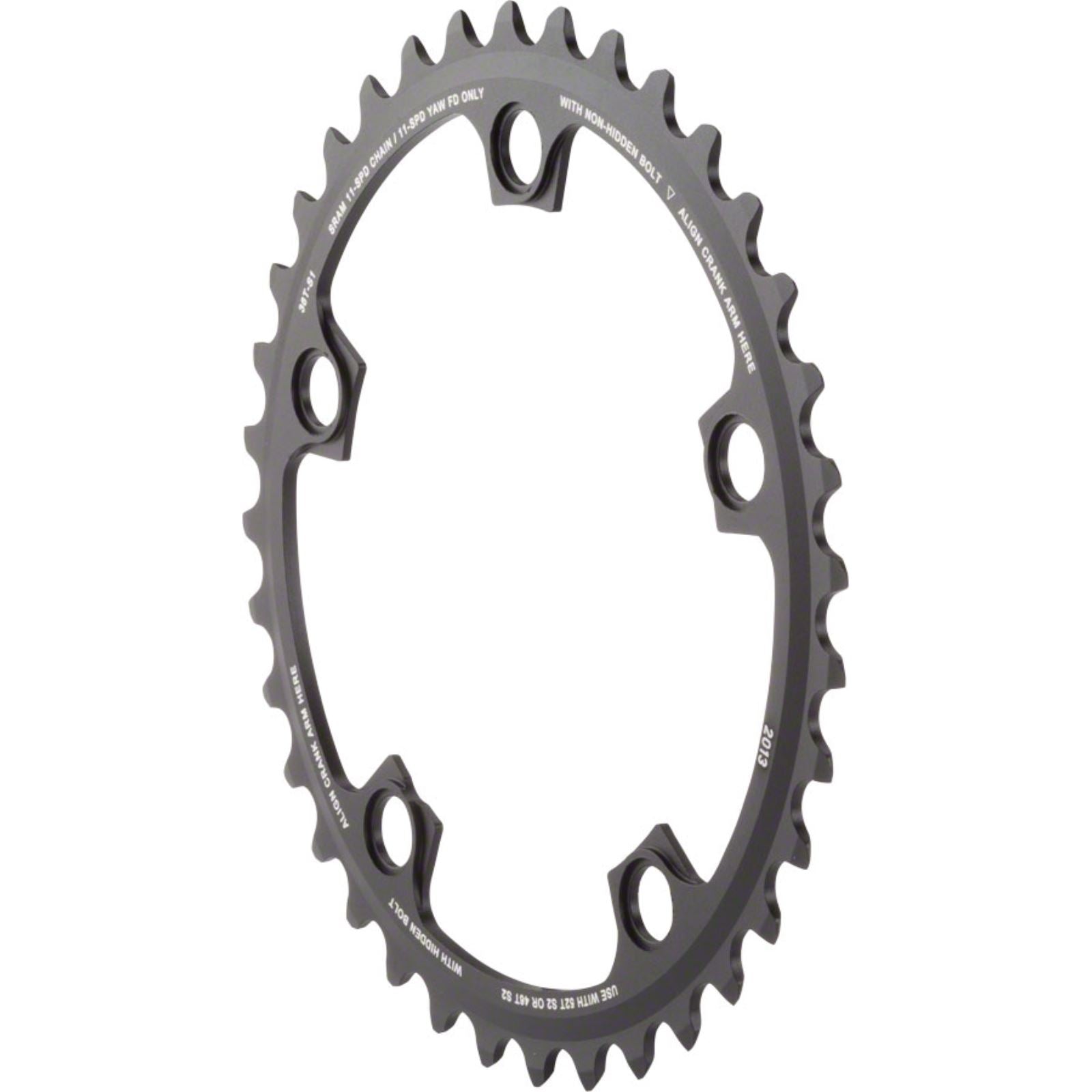 SRAM Inner Chainring For 36/46 or 36/52 - Aluminum - Black [MPN: 11.6218.010.009]_1184057