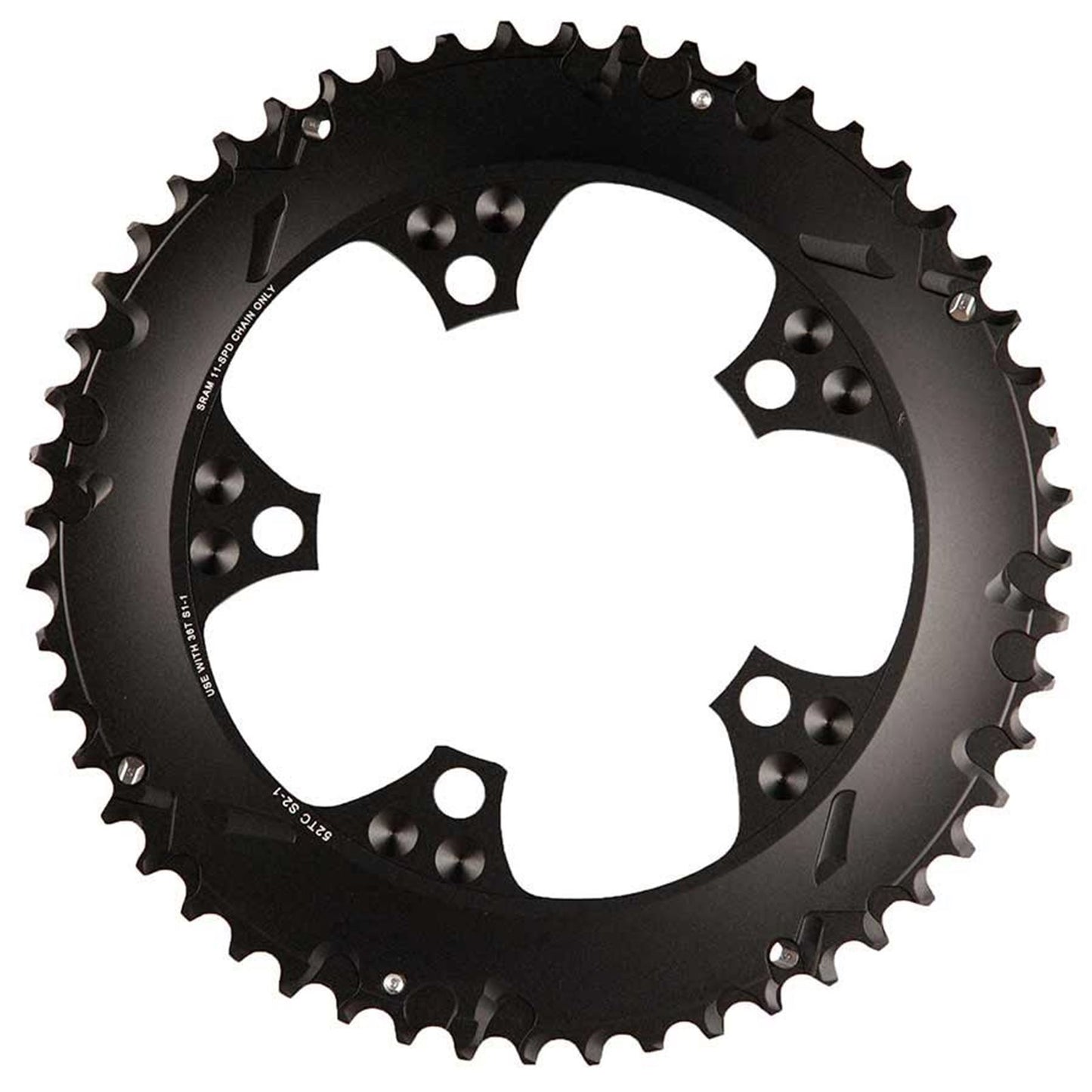SRAM 52 Tooth 11-Speed 110mm BCD Yaw Chainring Black with Silver Trim [MPN: 11.6218.016.000]_1107171