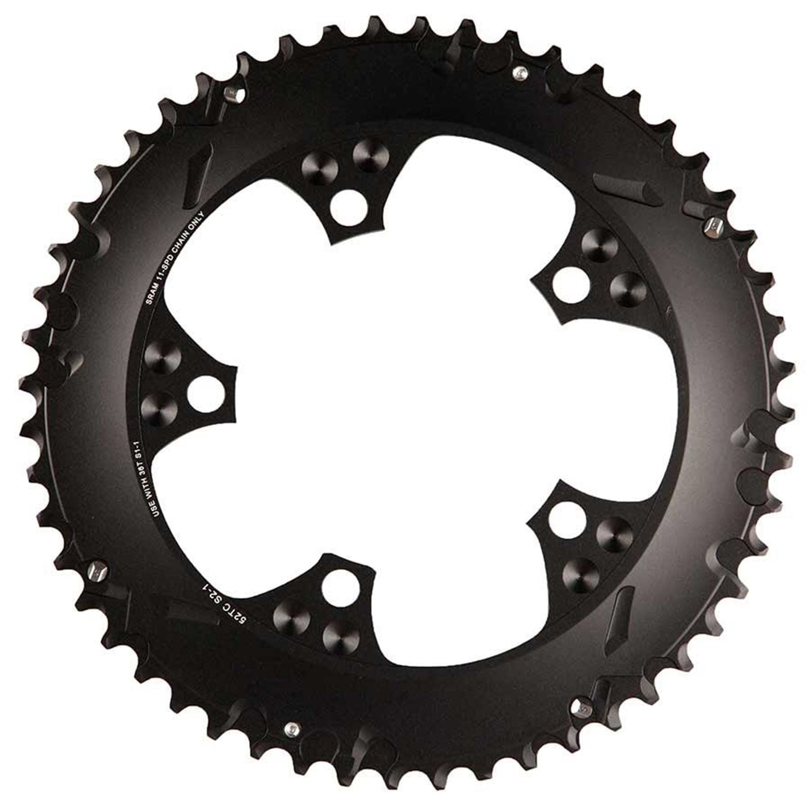 SRAM 52 Tooth 11-Speed 110mm BCD Yaw Chainring Black with Silver Trim [MPN: 11.6218.016.000]_1107171